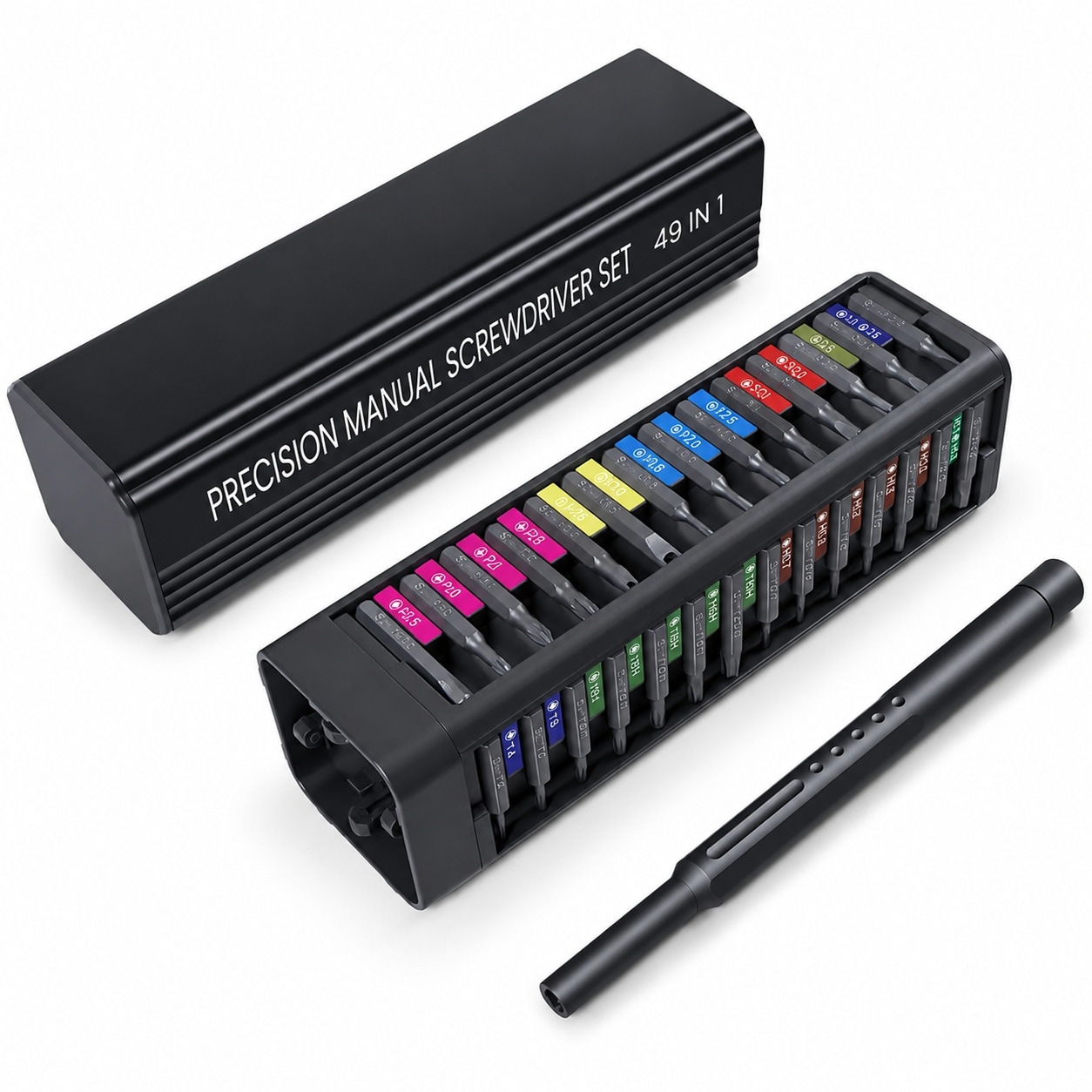 Ahfiwaso  49 in 1 Precision Screwdriver Set with Magnetic S2 Steel Bits Pop Up Storage Box Extended Bits Tweezers Pry Tool Portable Multi Bit Kit