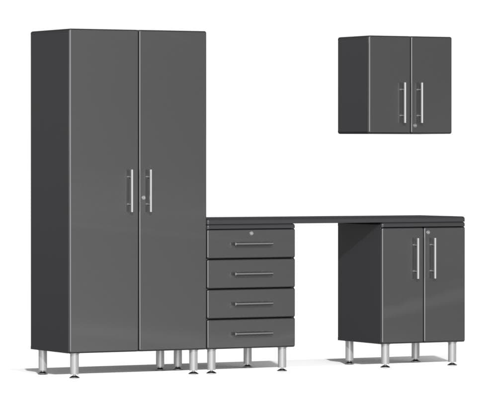 Ulti-MATE Garage UG22051G 106.3-in W x 80-in H x 21-in D 4 -Cabinets Composite wood Gray Metallic over Gray Cabinet Box Garage Storage System