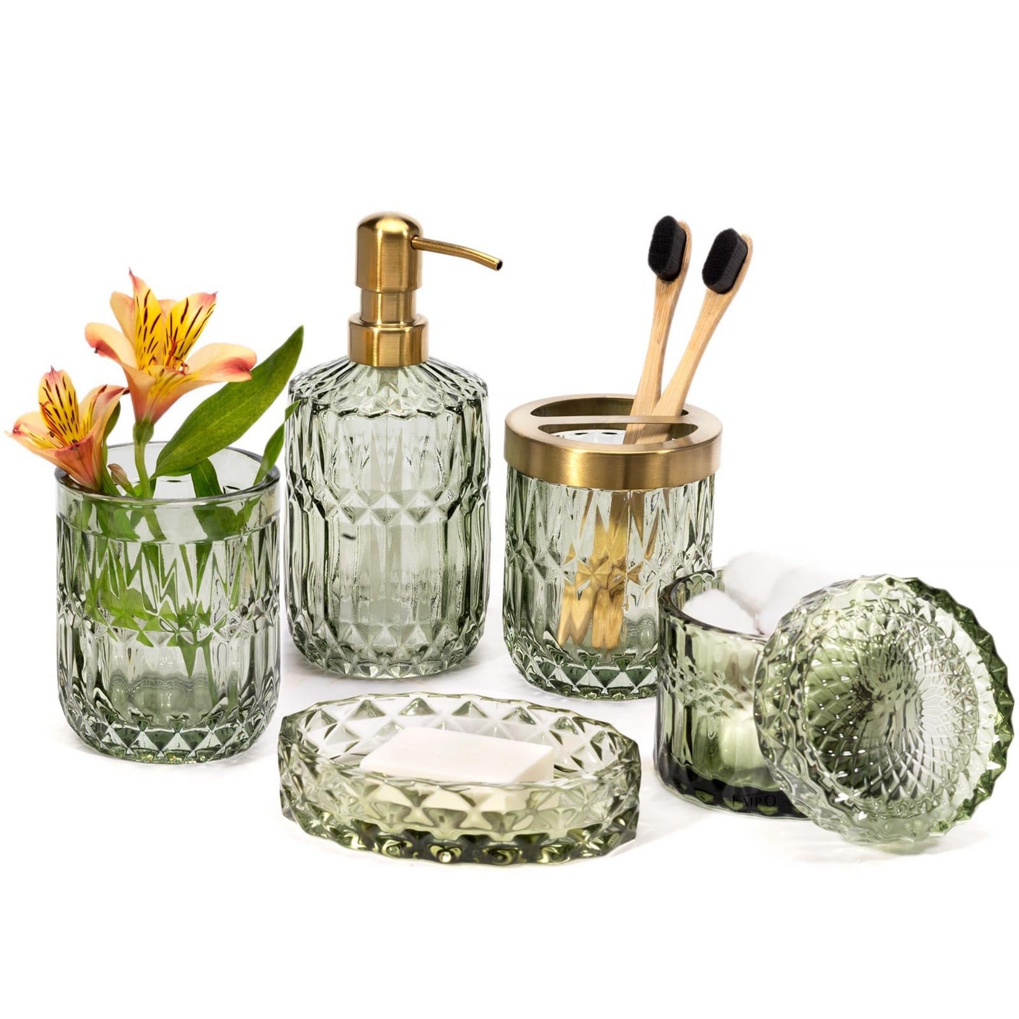 Wudkey  6PCS Bathroom Clear Glass Accessories Set