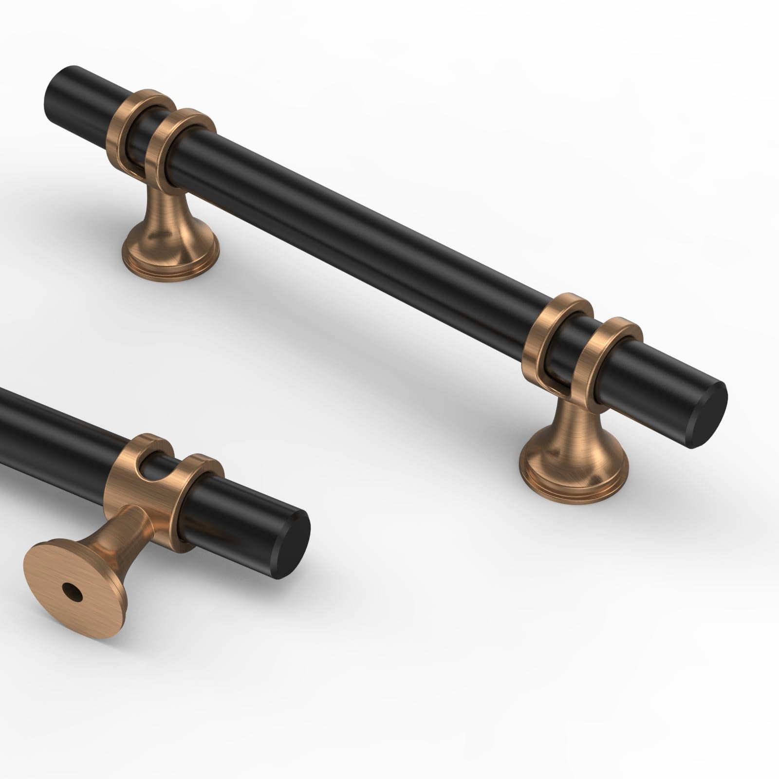 TNSO Black Champagne Bronze 3 inch Hole Center 10 Pack Zinc Alloy Cabinet And Drawer Knobs Hardware For Furniture