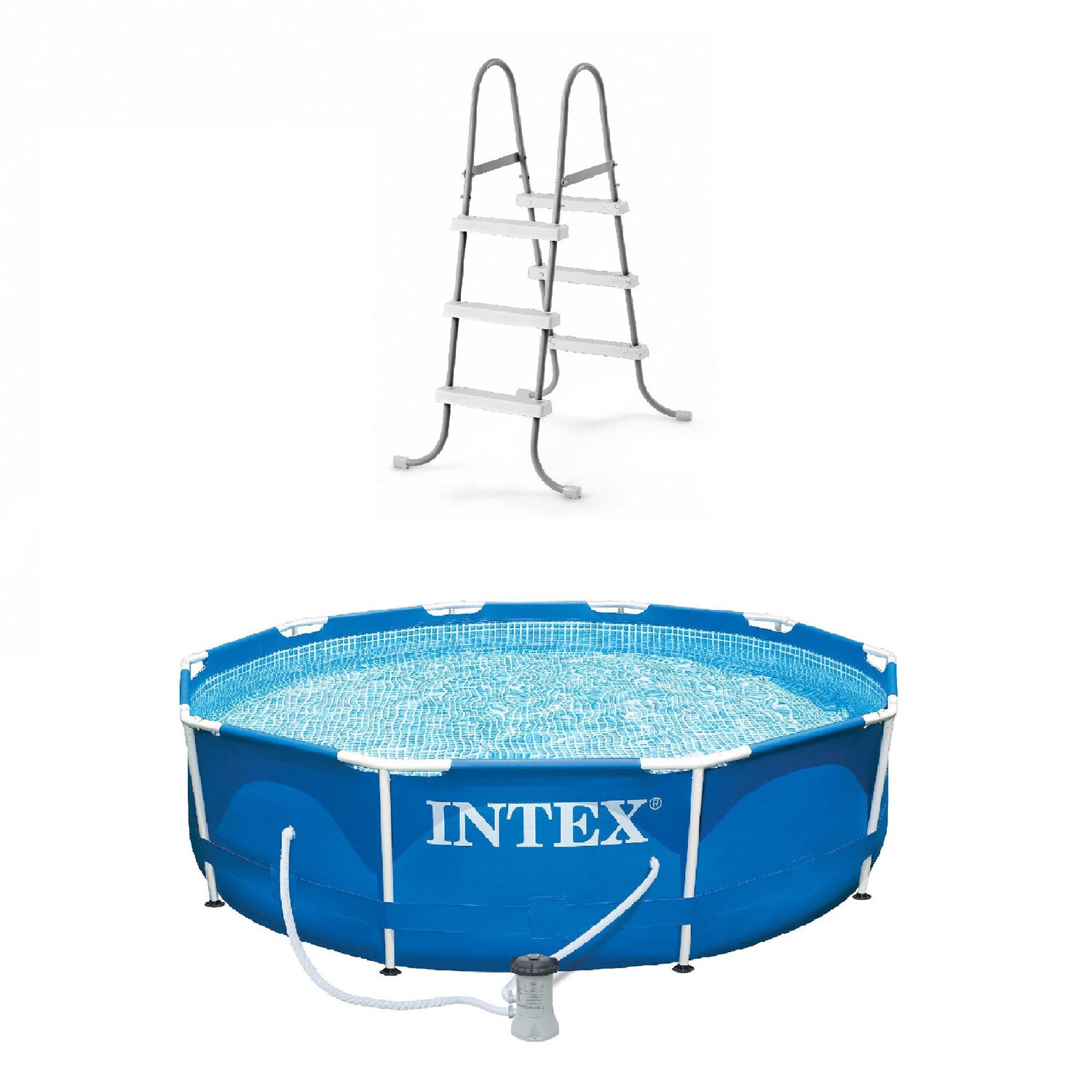 Intex 175536 10-Feet x 10-Feet x 30-Inches Metal frame Round Above-Ground Pool with Filter Pump with Ladder