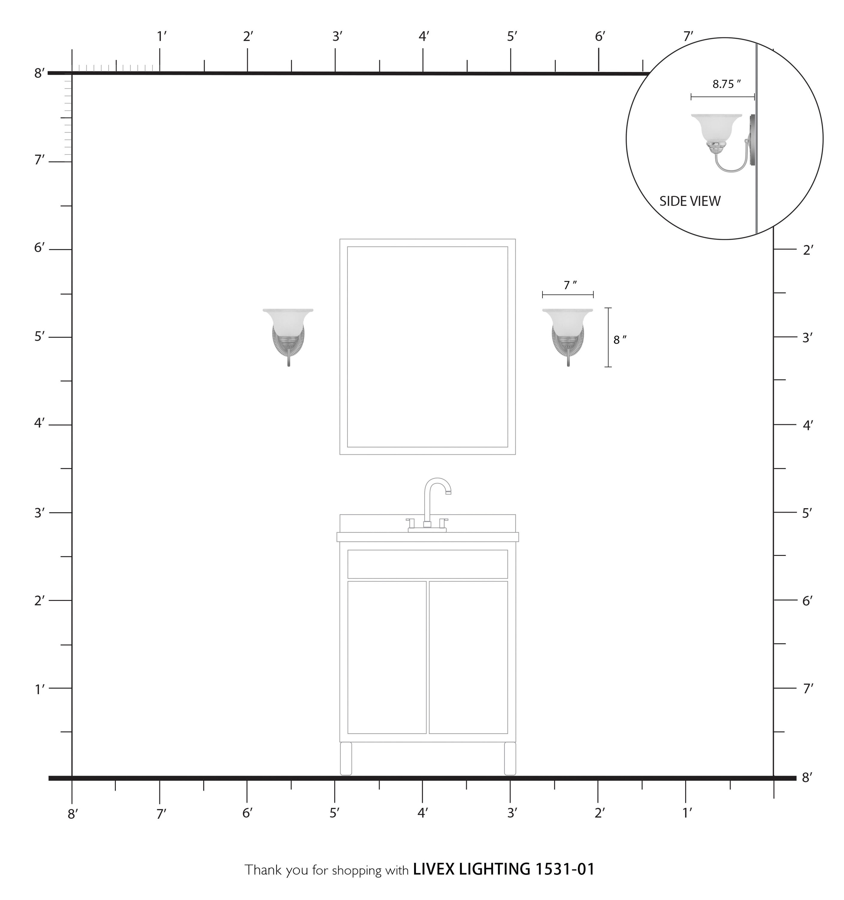 Edgemont Antique Brass 1-Light Vanity with White Alabaster Glass