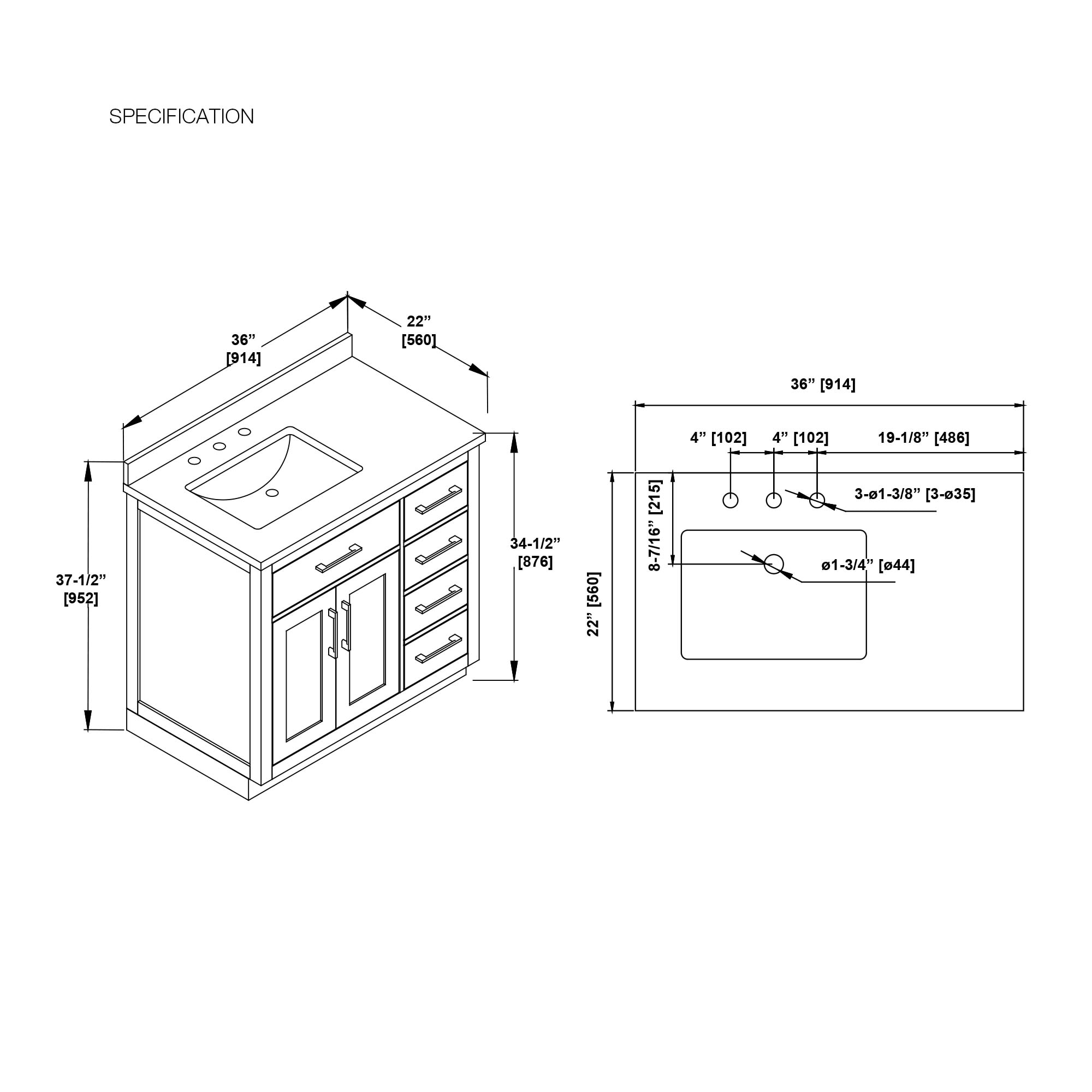 OVE Decors 15VVAR-ATHE36-059 Bath-Vanity-Combo - View #3