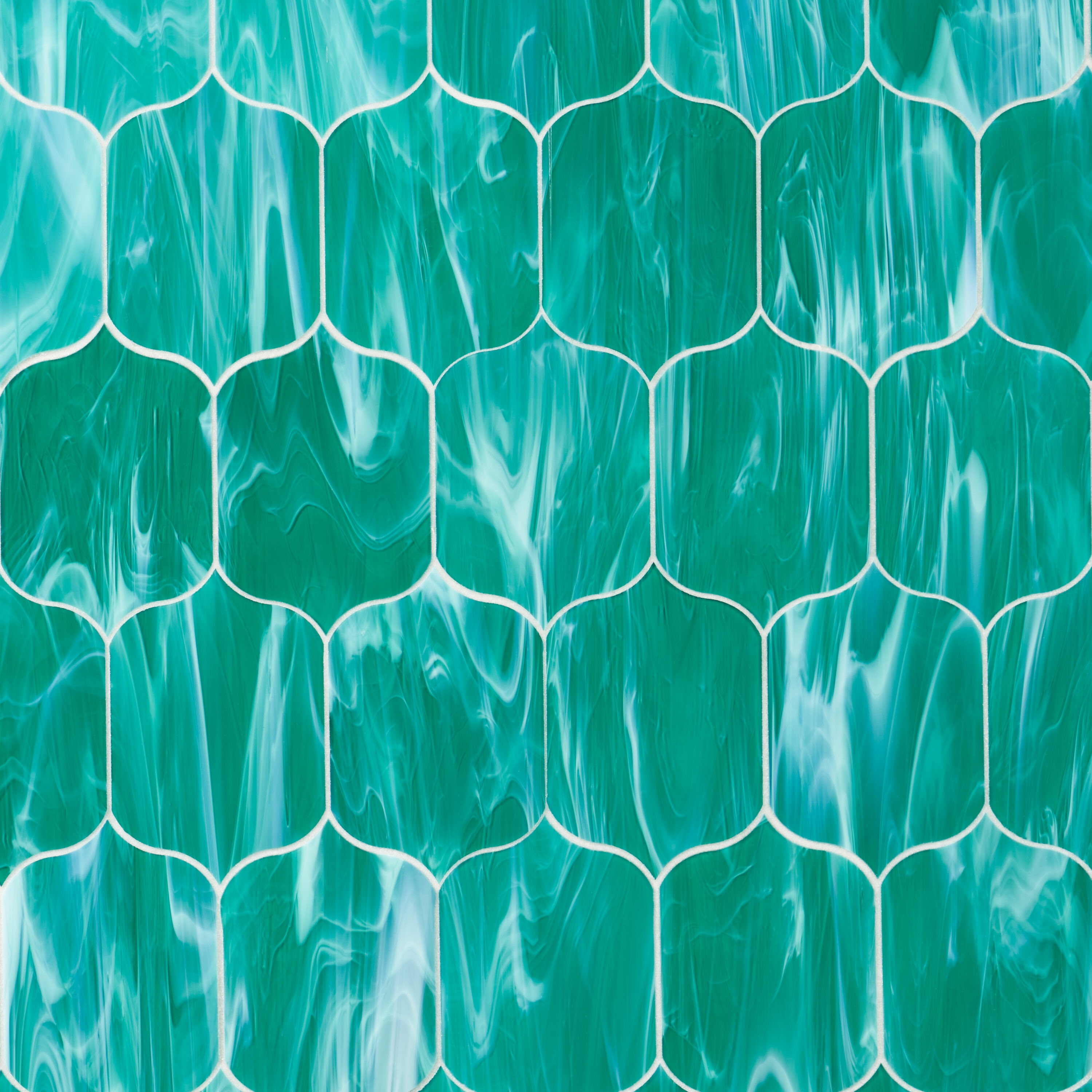 Artmore Tile EXT3RD107907 Gala Jade 13-in x 14-in Polished Glass Patterned Arabesque Mosaic Wall Tile ( 1.04-sq ft Piece )