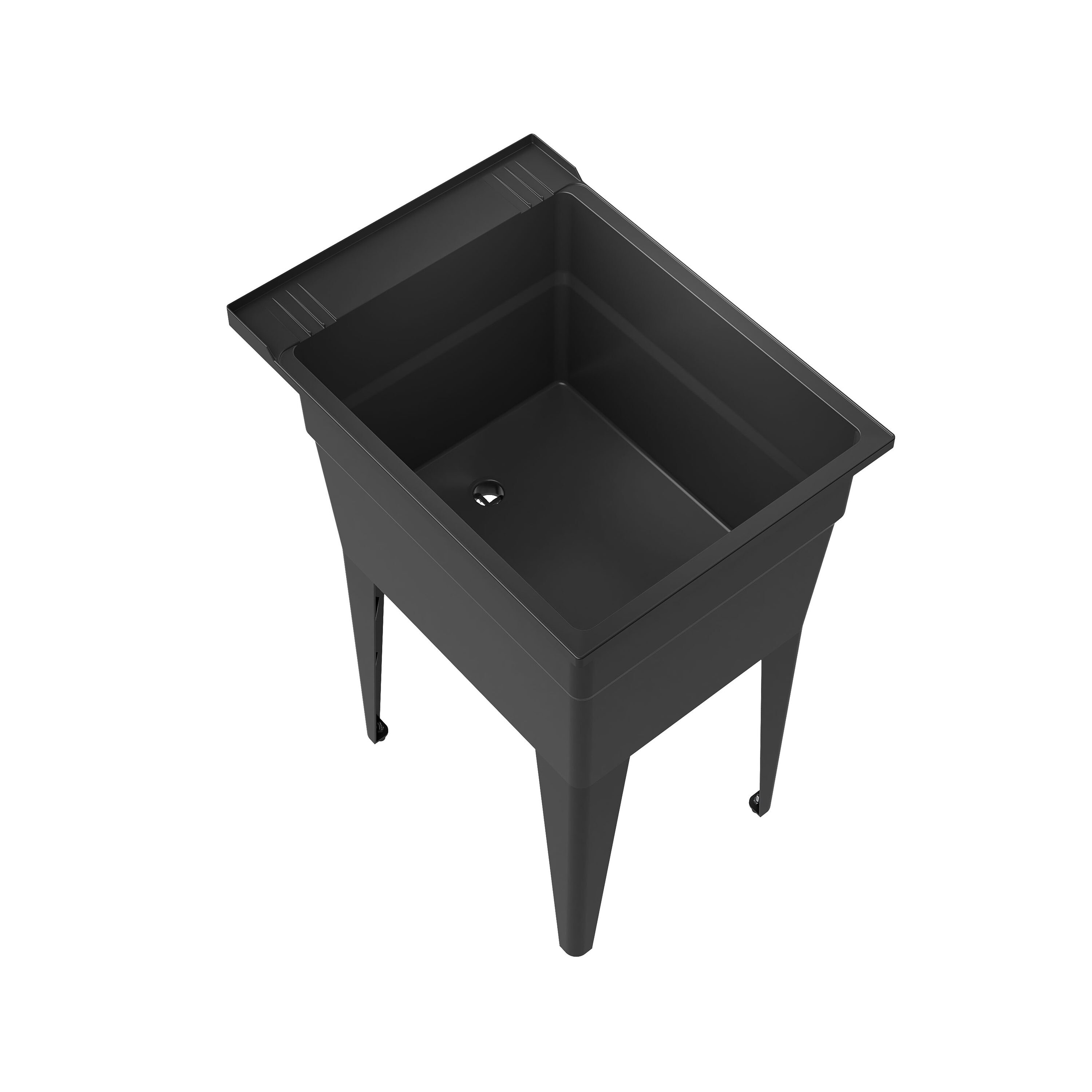 RuggedTub 18-in x 24.5-in 1-Basin Black Freestanding Utility Tub