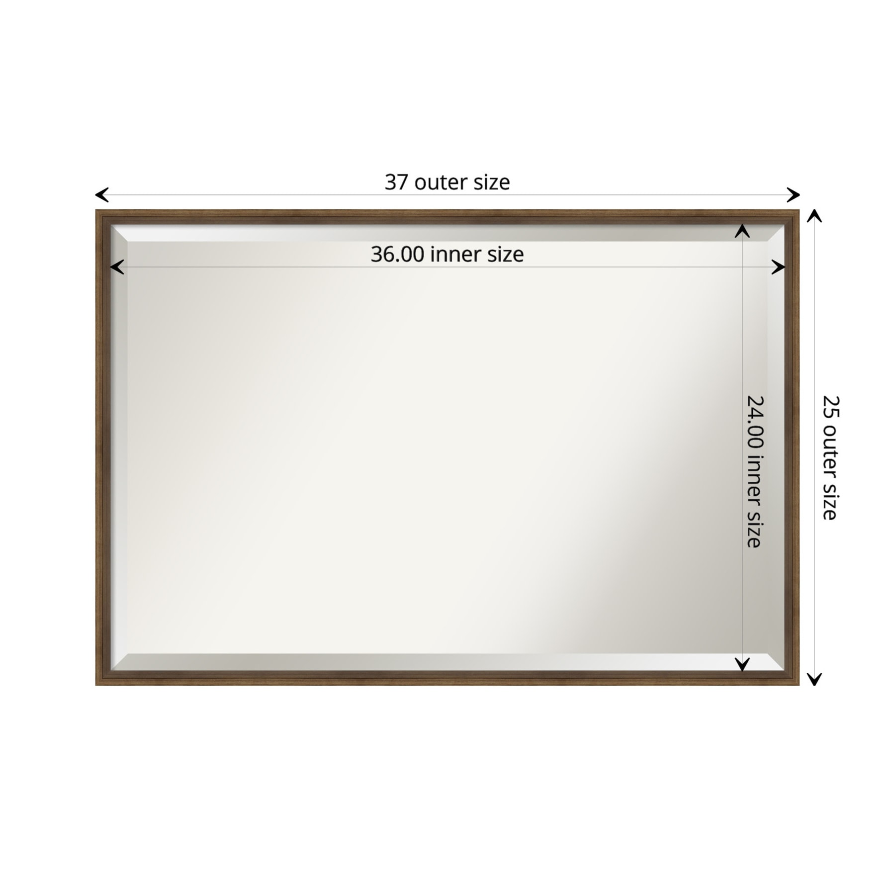 Lucie Bronze 37" Wood Beveled Bathroom Vanity Mirror