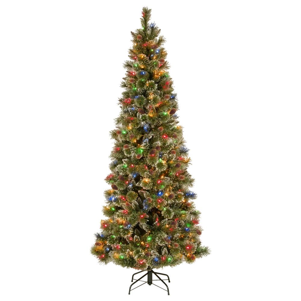 National Tree Company QGB3-377MP-70X 7-Feet Pine Pre-lit Slim Artificial Christmas Tree with Multicolor Incandescent Lights