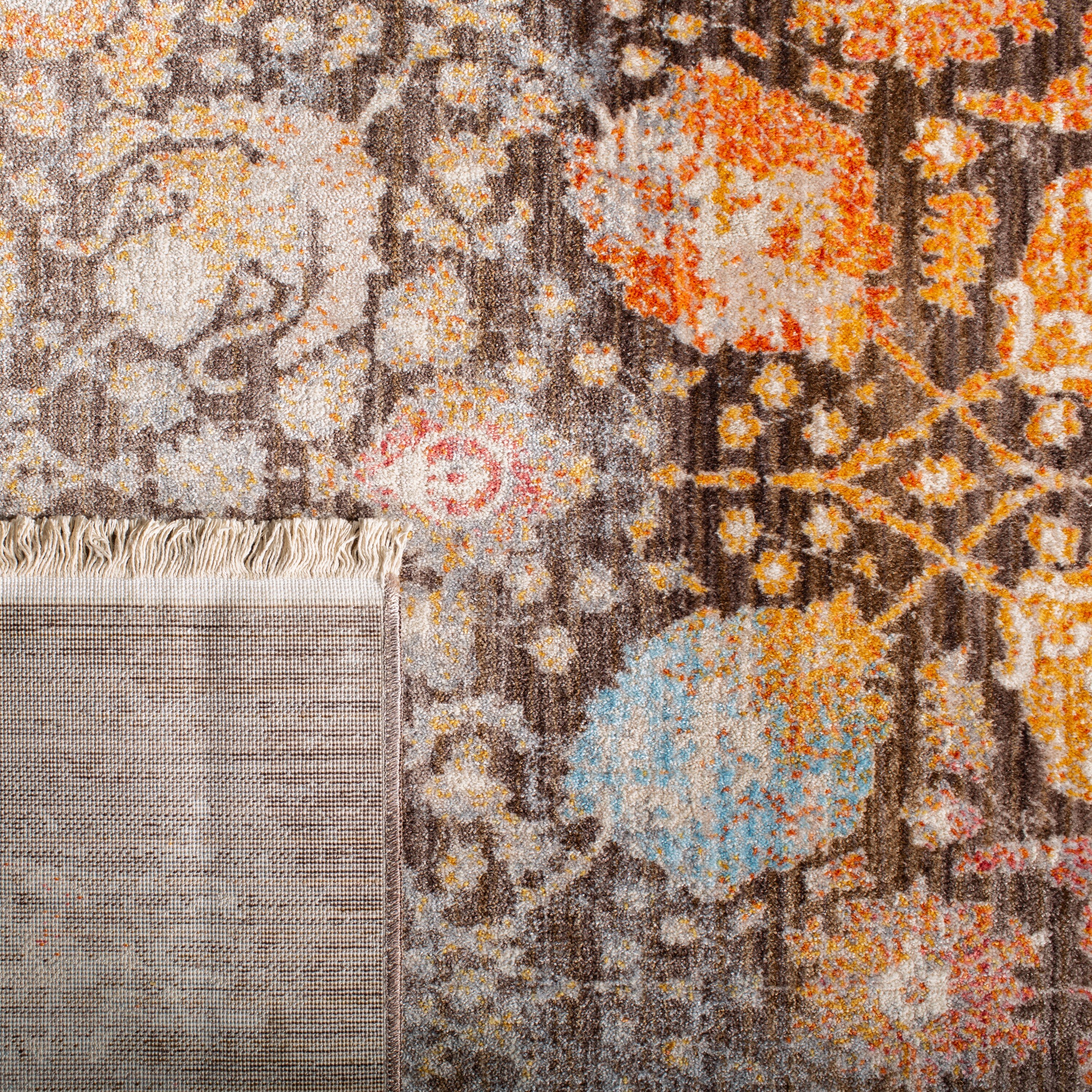 Vintage Persian Multicolor Floral Motif Rectangular Area Rug