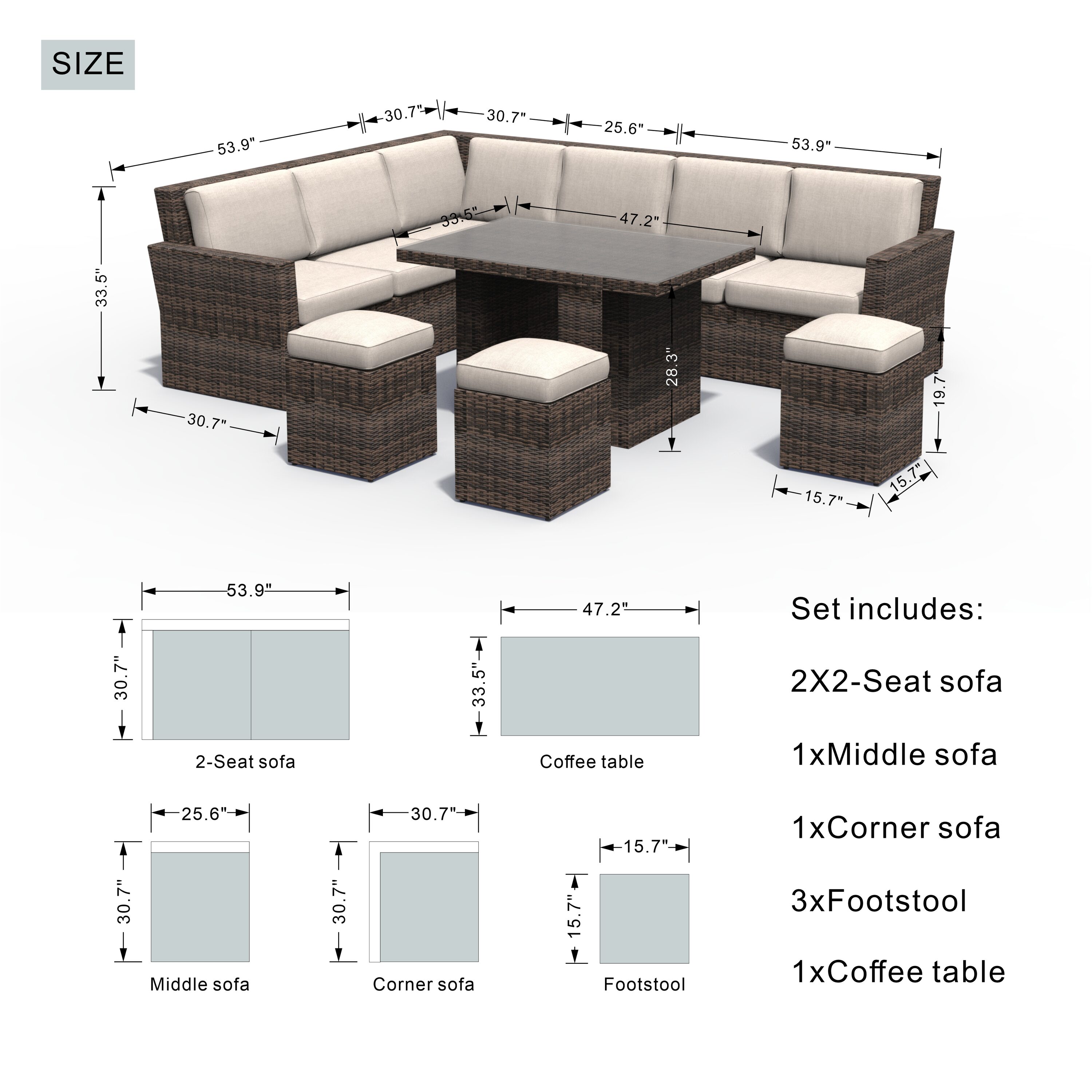 Direct Wicker DWS-1403-BROWN Patio-Conversation-Sets - View #10