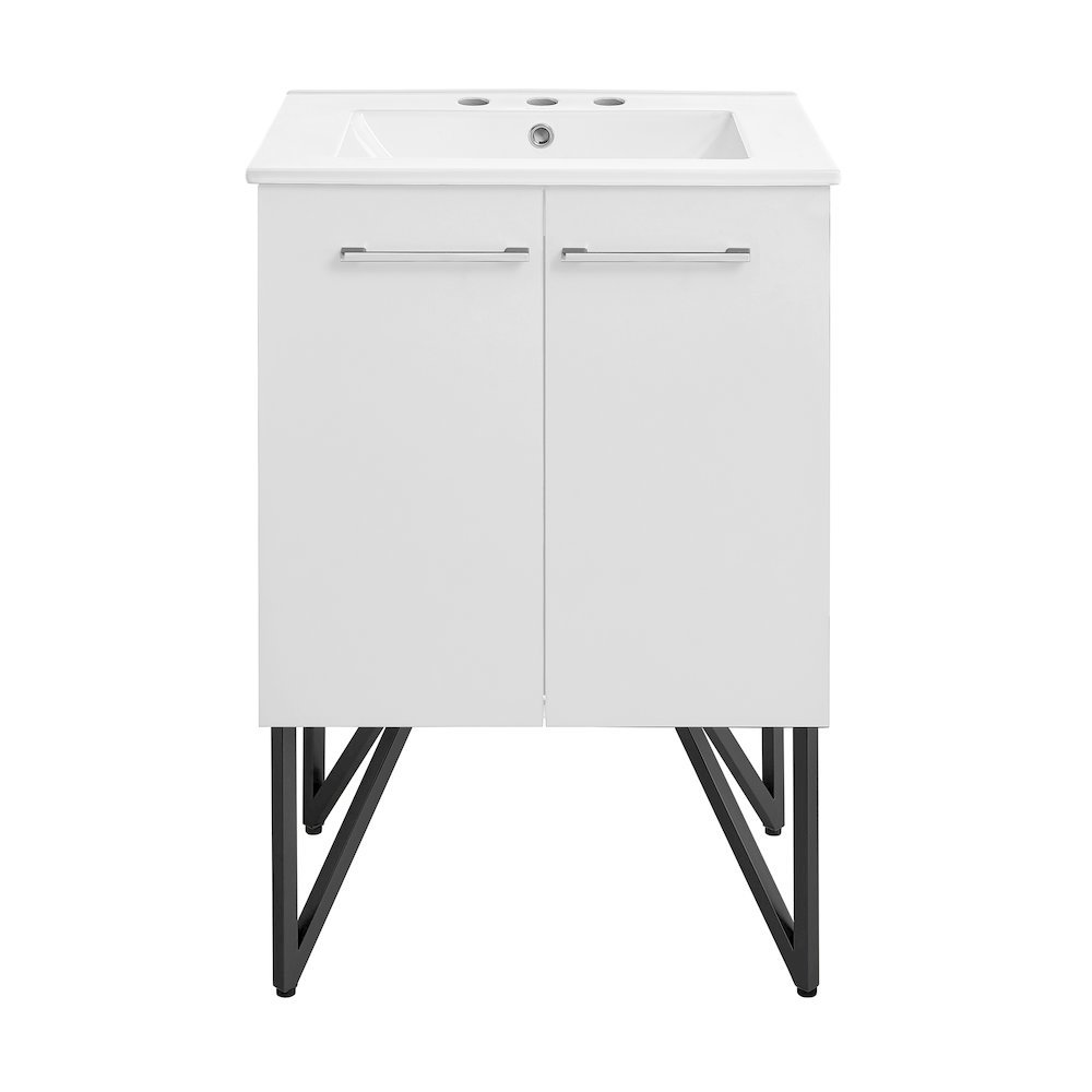 Swiss Madison - Annecy 24 in White Bathroom Vanity With White 3Hole Ceramic Sink Top