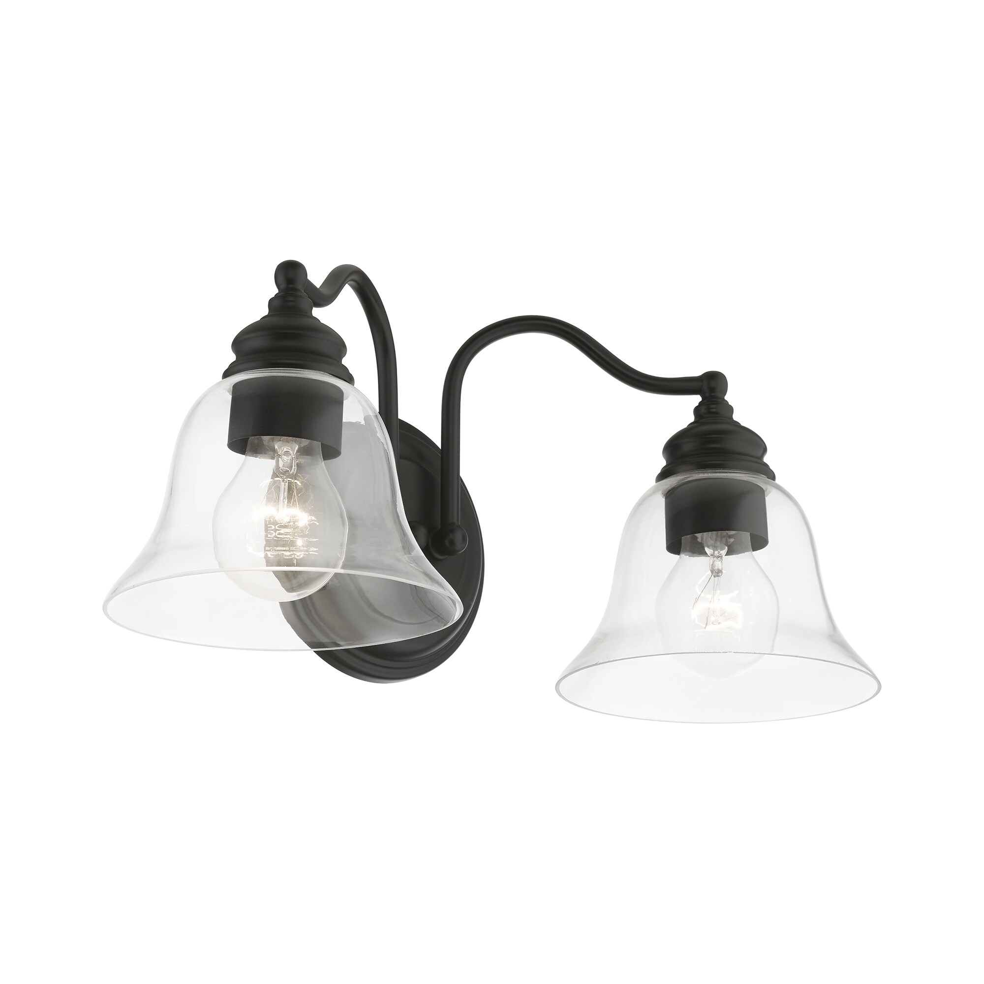 Black Hand Blown Glass 2-Light Vanity Sconce