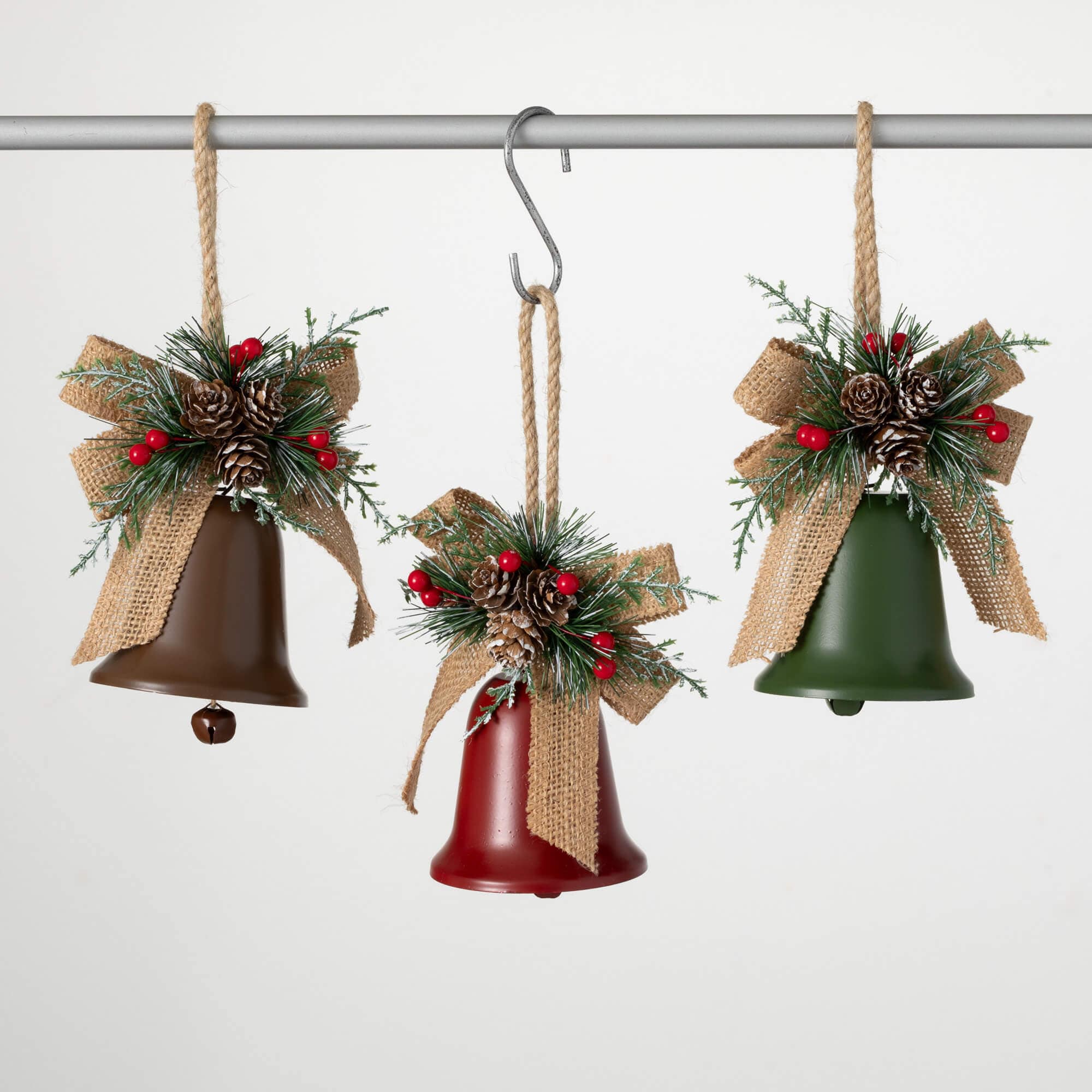 Sullivans OR10952 3 -Pack Multiple colors/finishes Bell Standard Indoor Ornament set Shatterproof