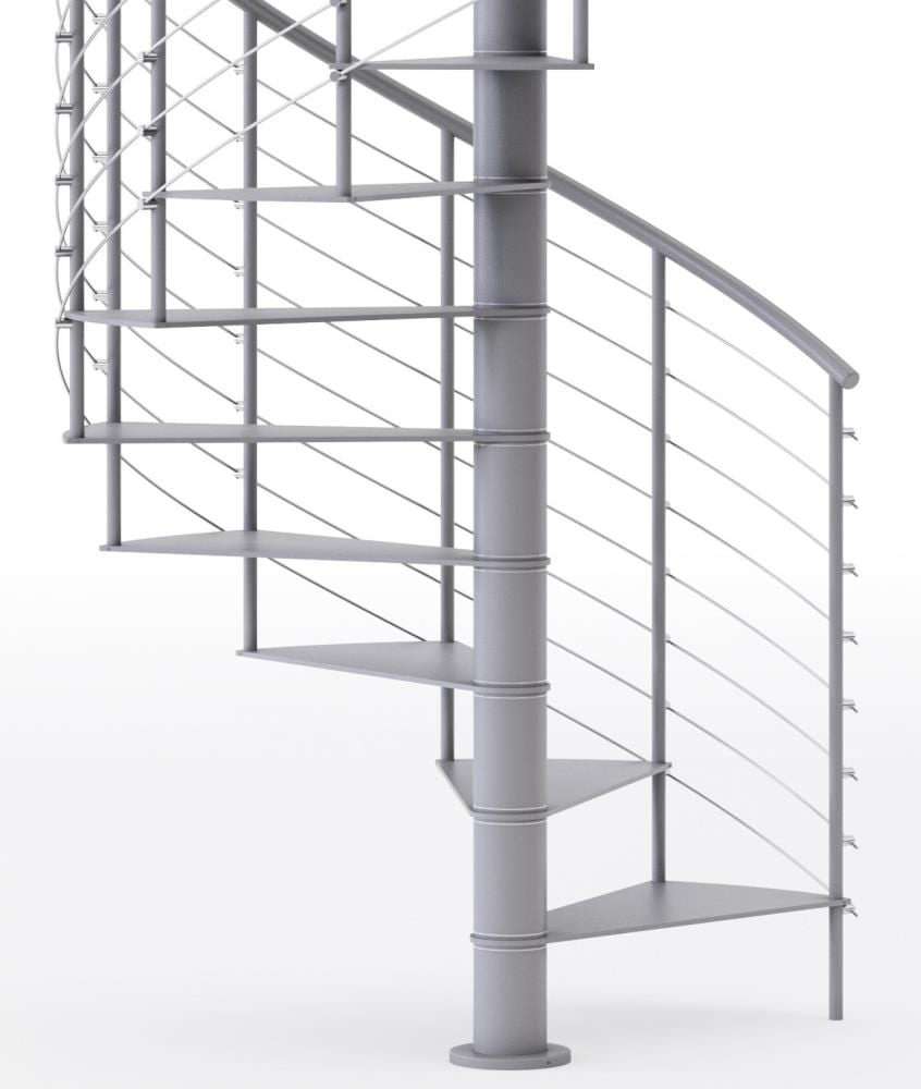 Mylen Stairs Hayden 60-in x 16.5-ft 1 Platform Rails Gray Spiral Staircase  Kit