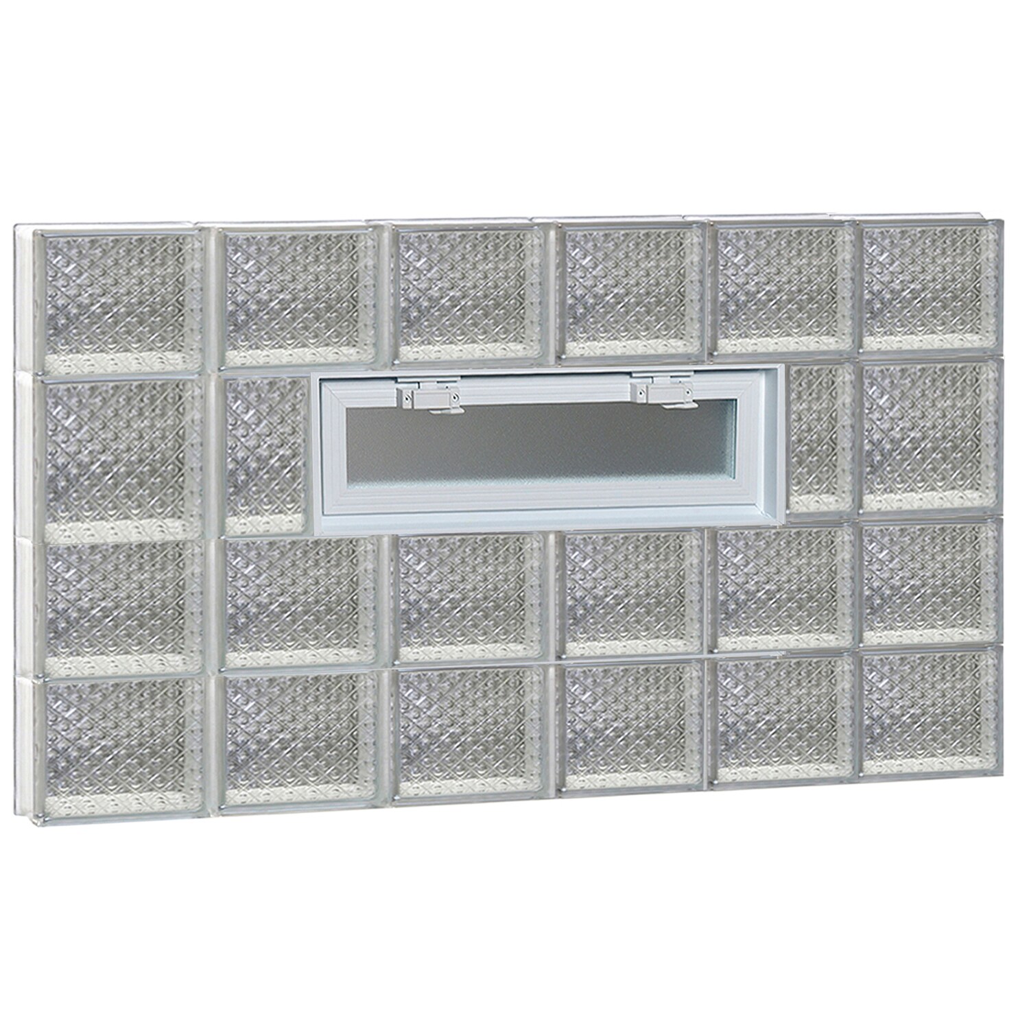 REDI2SET V4826DP Diamond Glass 46-1/2-in x 25-in Frameless Replacement Vented Glass Block Window