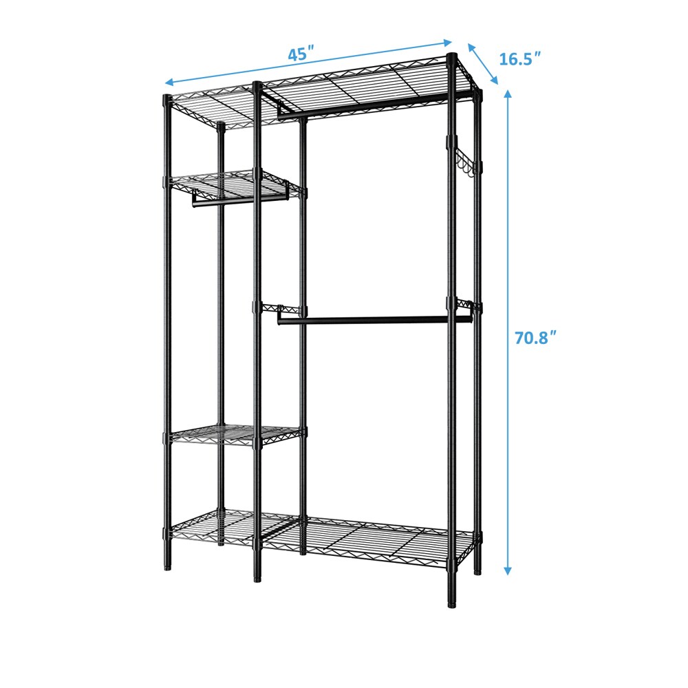 Winado Steel Freestanding Clothing Rack, Black, 70.86-in Height, 44.88 ...