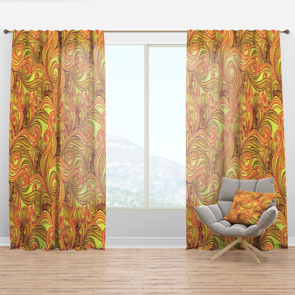 Designart CTN18928-52-108 108-in Yellow Abstract Room darkening Thermal lined Rod pocket Single curtain panel