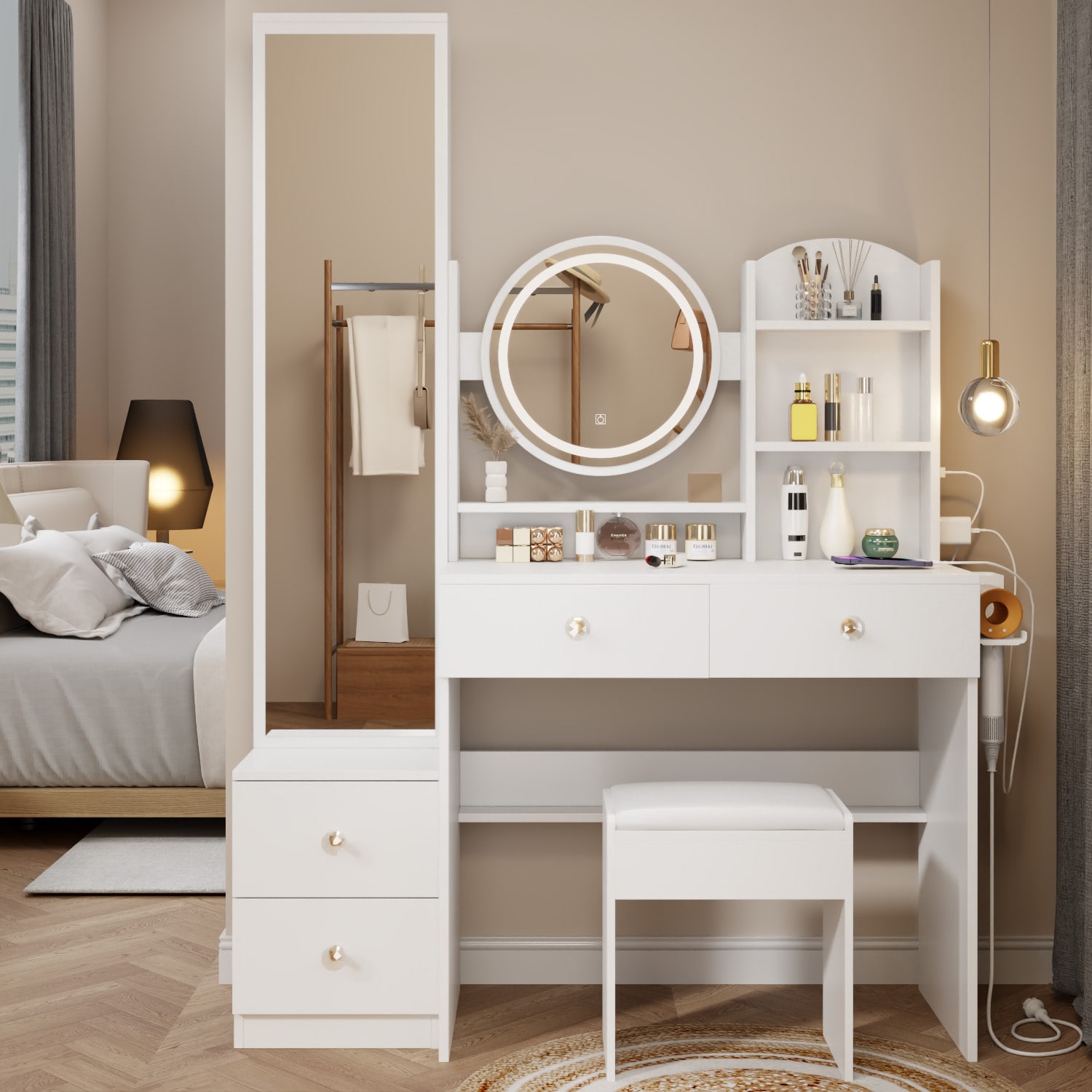 Poly furniture SZT-18 14.26-in White Makeup Vanity