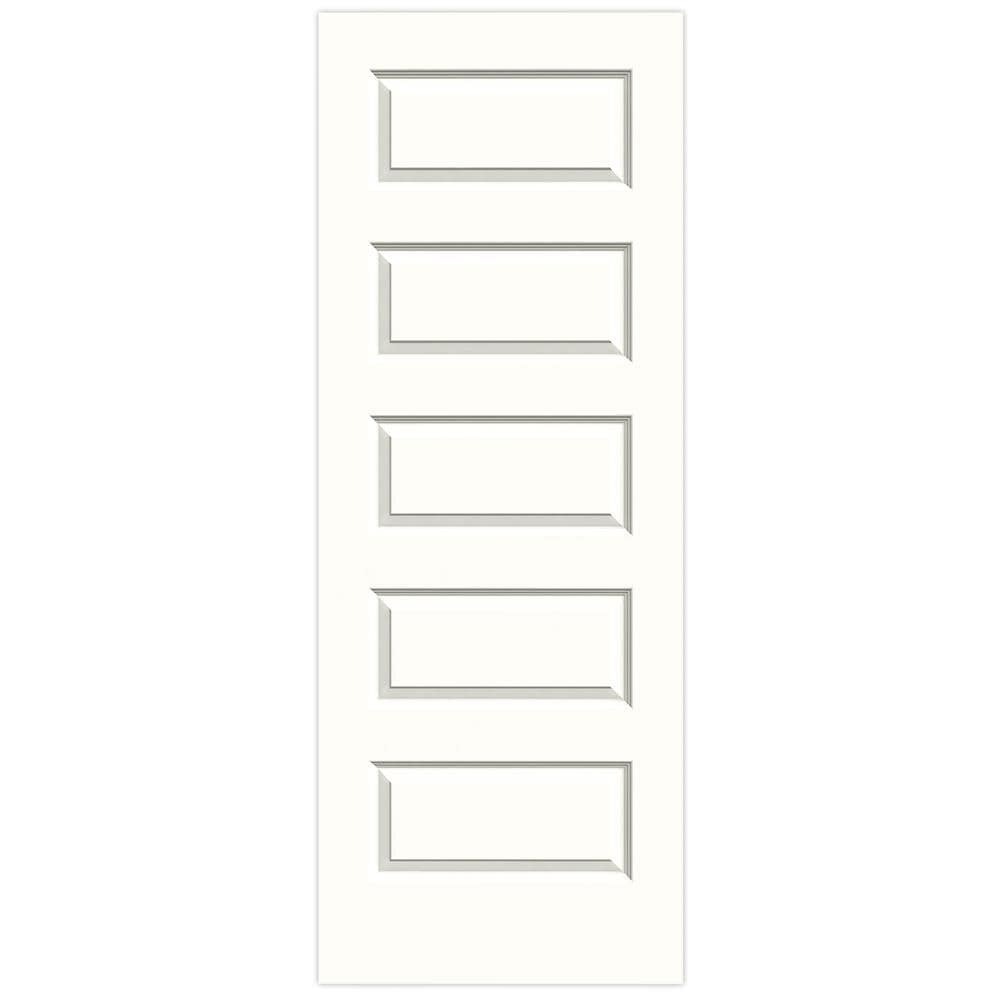 Rockport 24-in x 80-in Modern White 5-panel Equal Smooth Hollow Core Prefinished Molded Composite Slab Door | - JELD-WEN LOWOLJW137400460