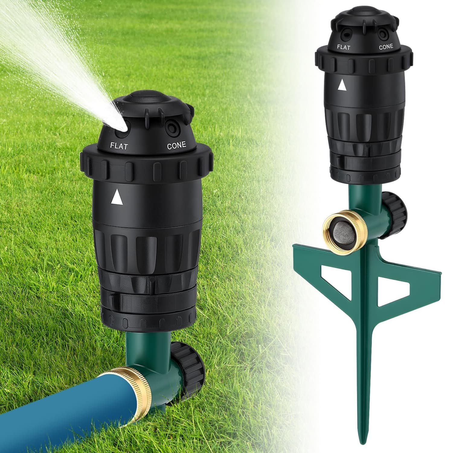 Angel Sar - 12.6in L 4.92in W 2.64in H 5-Pattern Black Rotary Sprinkler