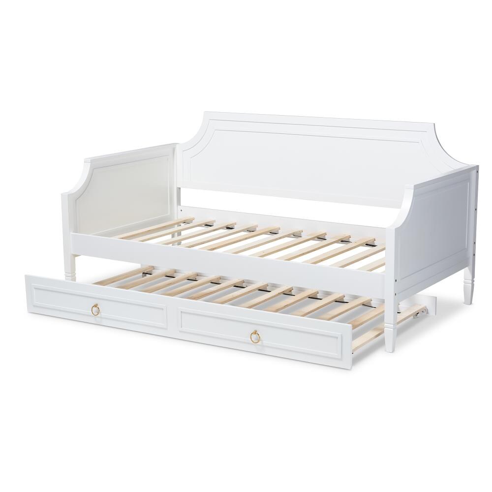 Baxton Studio Mariana White Twin Daybed with Pull-Out Trundle Bed at ...