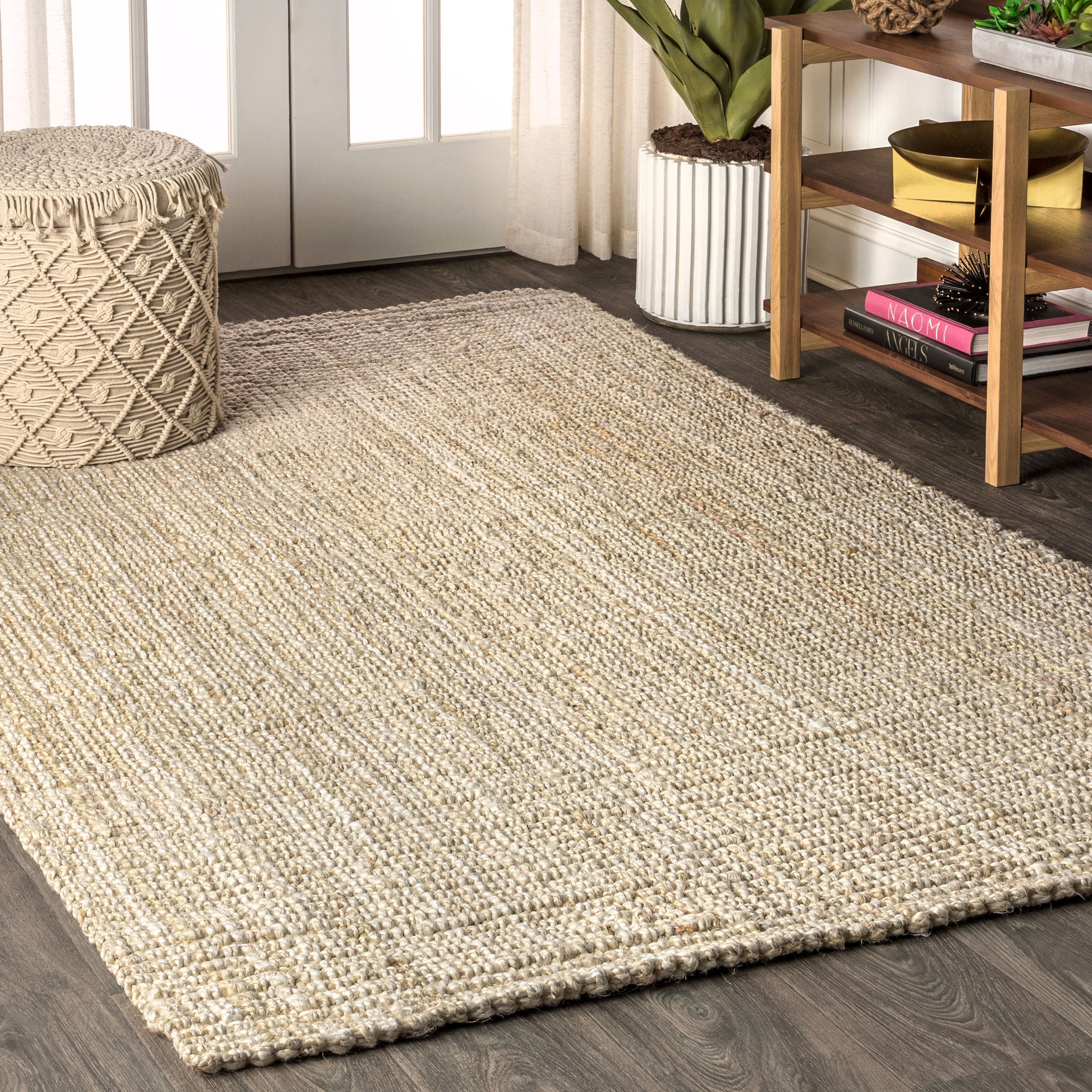 JONATHAN Y Natural Fiber 8 X 10 (ft) Jute Ivory Indoor Solid  Bohemian/Eclectic Area Rug
