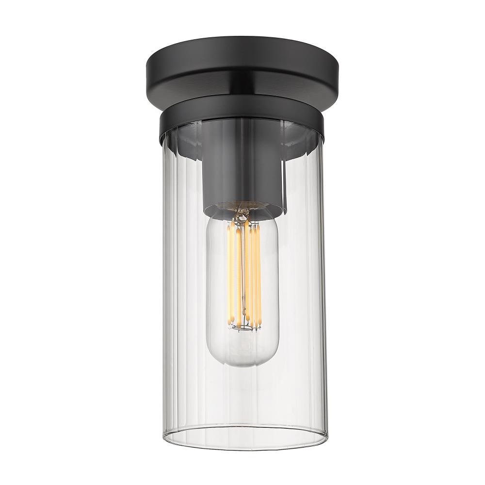 Golden Lighting 7011-SF BLK-CLR Winslett 1 -Light 4.75-in Matte Black Semi Flush Mount Light