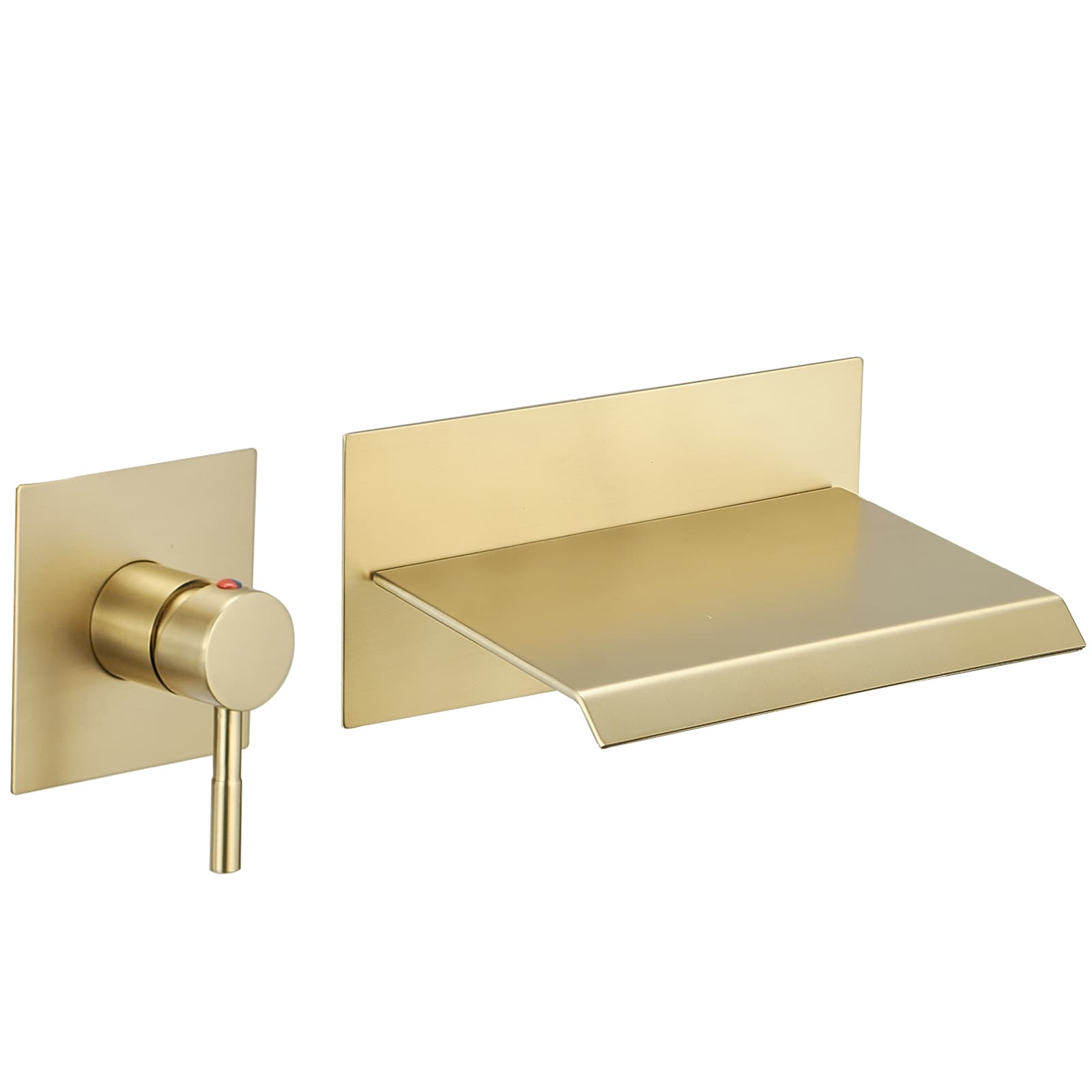 BWE A-93006-BG Brushed Gold Wall-mount 1-handle WaterSense Waterfall Commercial/Residential Handle Bathroom Sink Faucet with Deck Plate