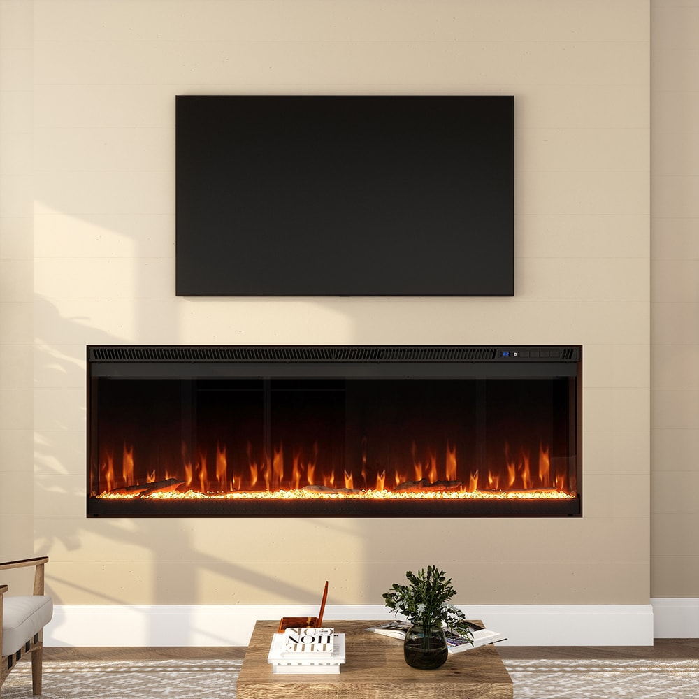 Homsee  3-Sided Modern Electric Fireplace with Smart Wi-Fi App and Remote Control for Customizable Flame Colors and Adjustable Heating 50''L x 7.9''W x 17''H Black