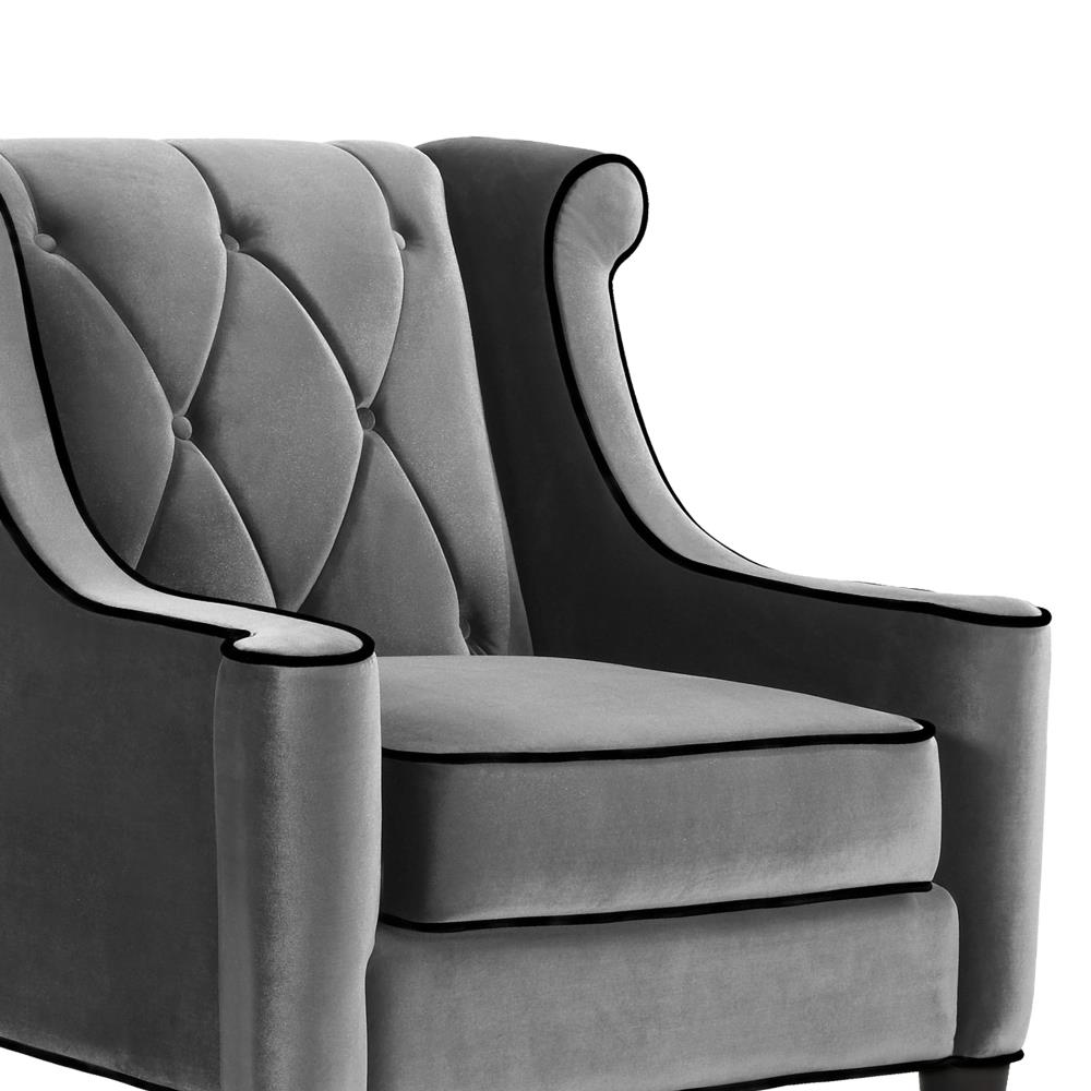 Armen Living Barrister Midcentury Gray Velvet Accent Chair At 7254