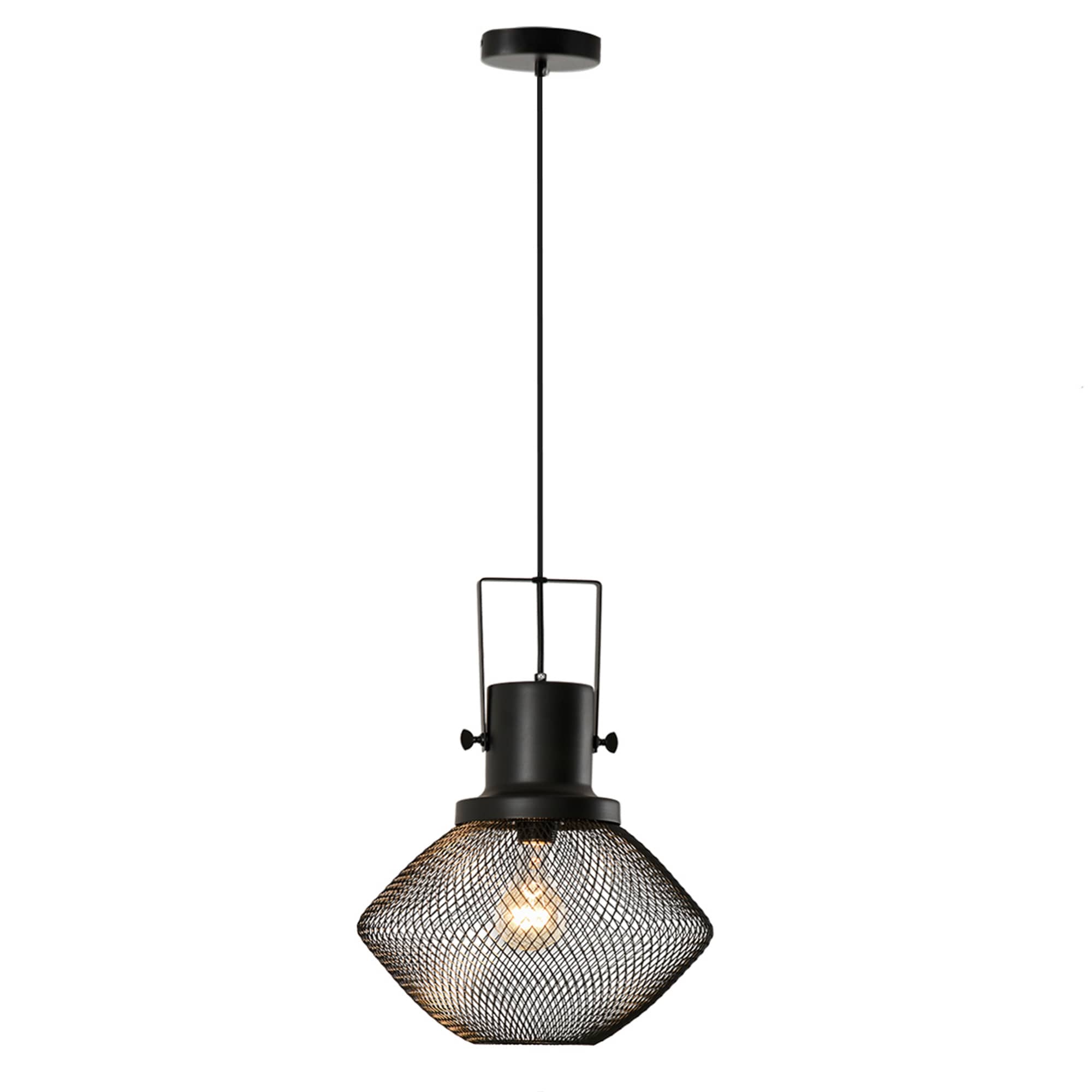 LOVMOR Industrial Pendant Light Fixtures Black Metal Frame Hanging Ceiling Light with Adjustable Hanging Chain Black