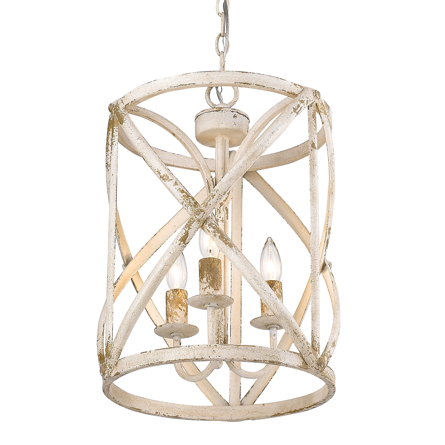 Antique Ivory Traditional Drum Pendant Light with LED Option