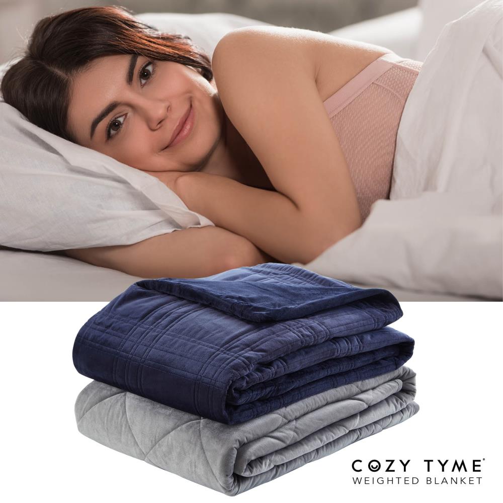 Cozy Tyme B17120-25NYK-LS Ekon Navy 72-in x 80-in Cotton Weighted blanket