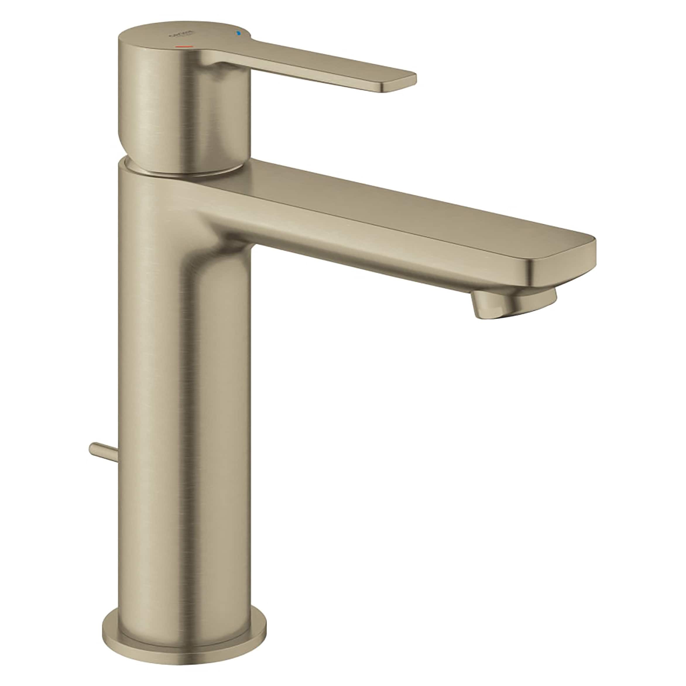 GROHE 23794ENA Lineare Brushed Nickel Single hole 1-handle WaterSense Mid-arc Residential Handle Bathroom Sink Faucet with Drain