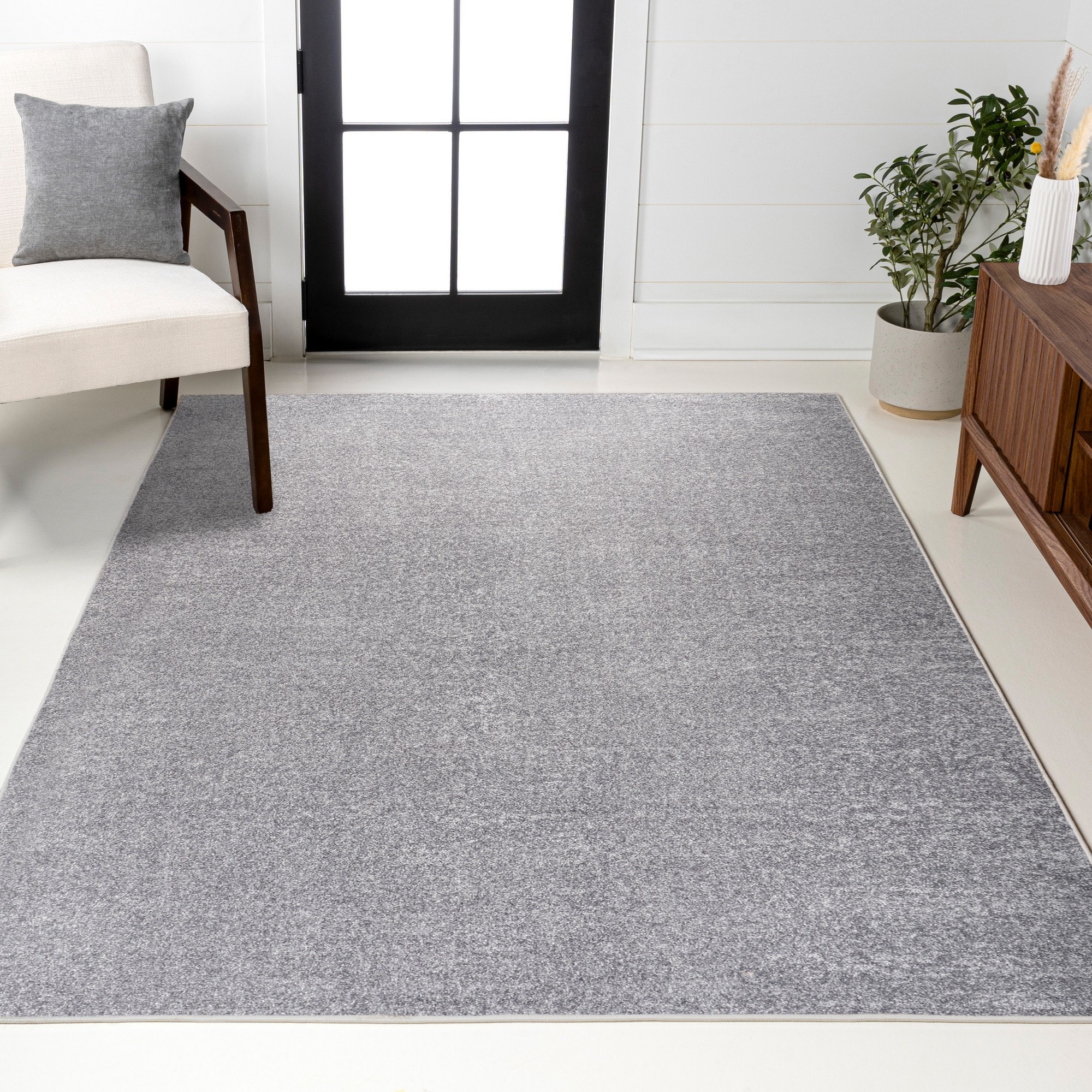 JONATHAN  Y SEU100A-8 SUPERSOFT Haze 8 x 10 (ft) Loomed Gray Rectangular Indoor Solid Mid-Century Modern Pet Friendly Area rug