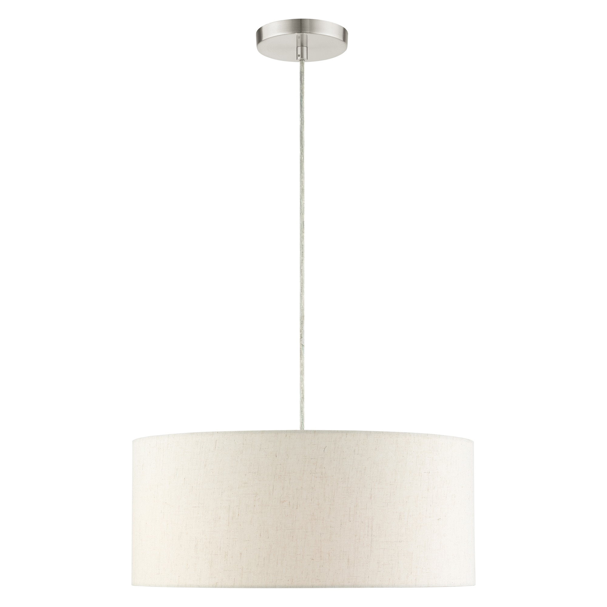 Meadow Brushed Nickel 3-Light Drum Pendant with Oatmeal Shade