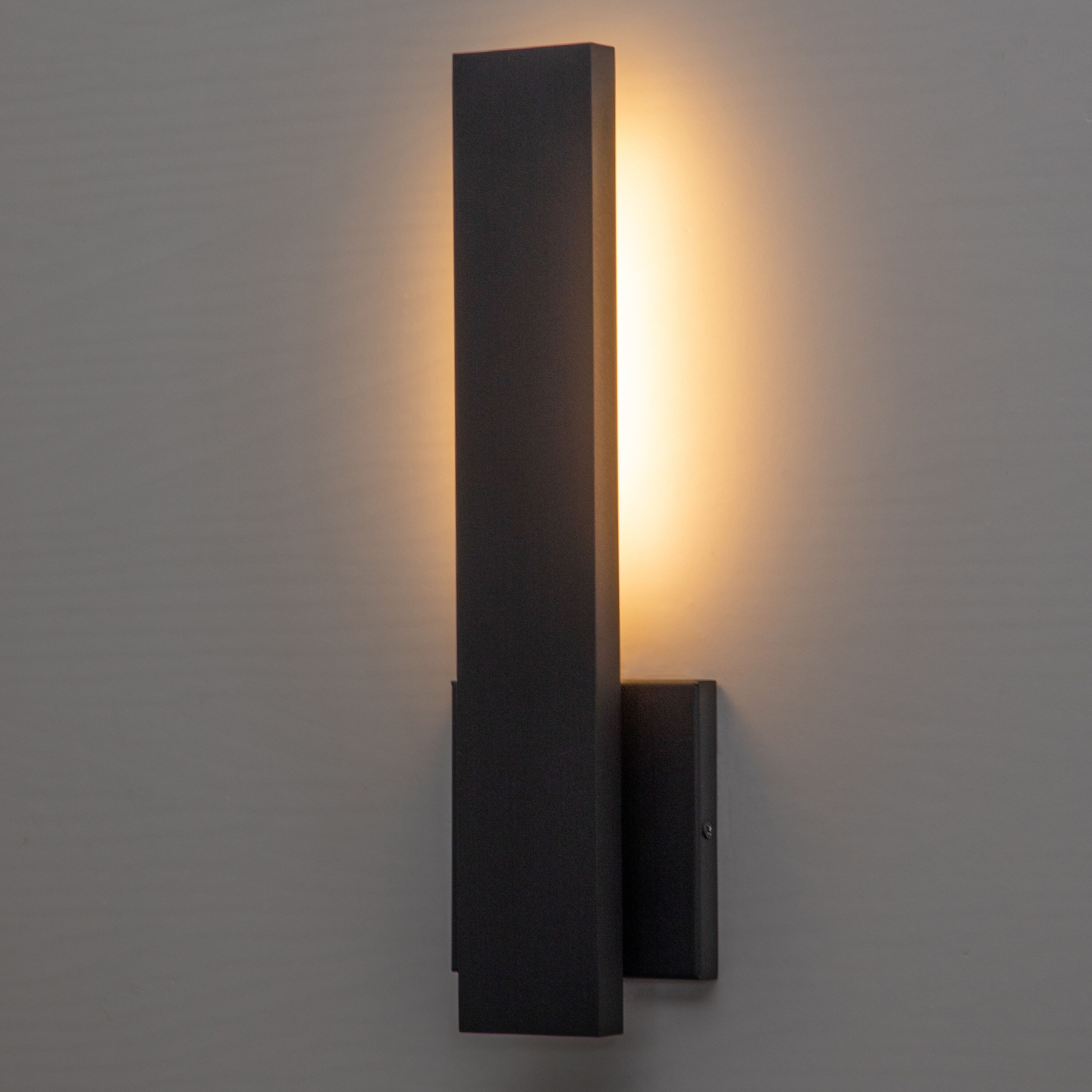 Sleek Matte Black 15" Outdoor LED Wall Sconce with Frosted Diffuser