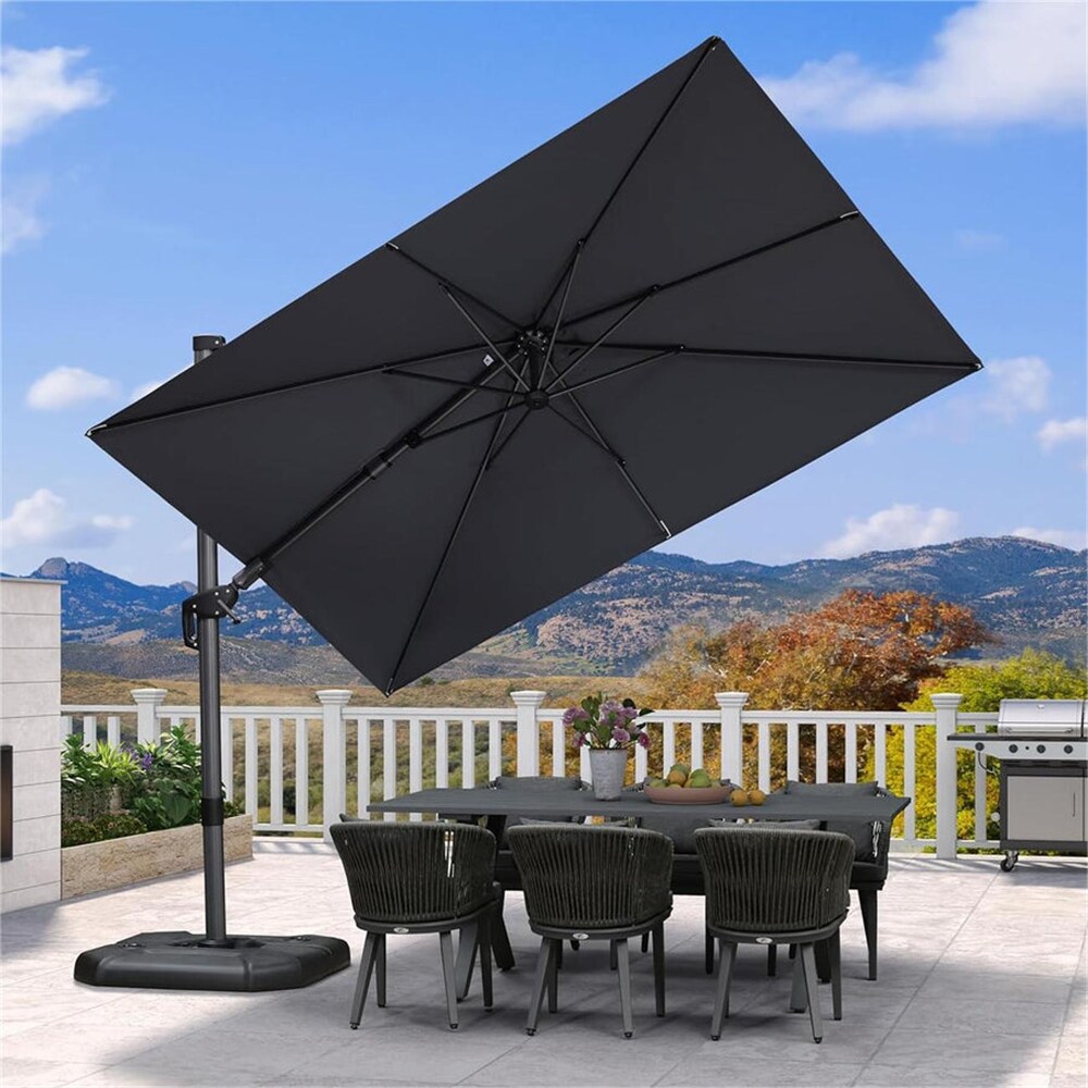 PURPLE LEAF LS04XHRCDXZ0610-LG 6-ft Aluminum Light gray Crank Cantilever Patio Umbrella