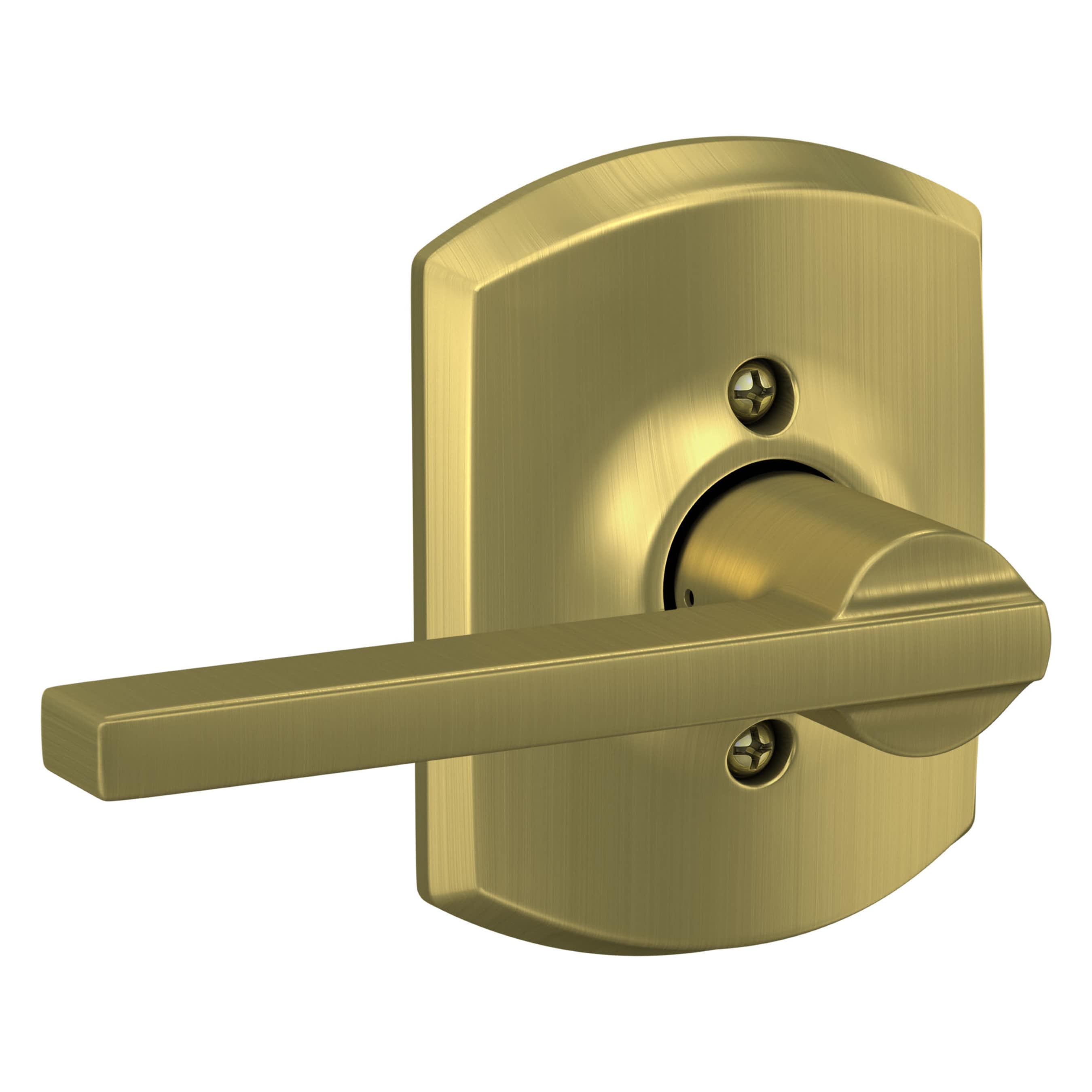 Schlage F170 LAT 608 GRW Latitude-Greenwich Satin Brass Universal Interior Hall/Closet Dummy Door Handle