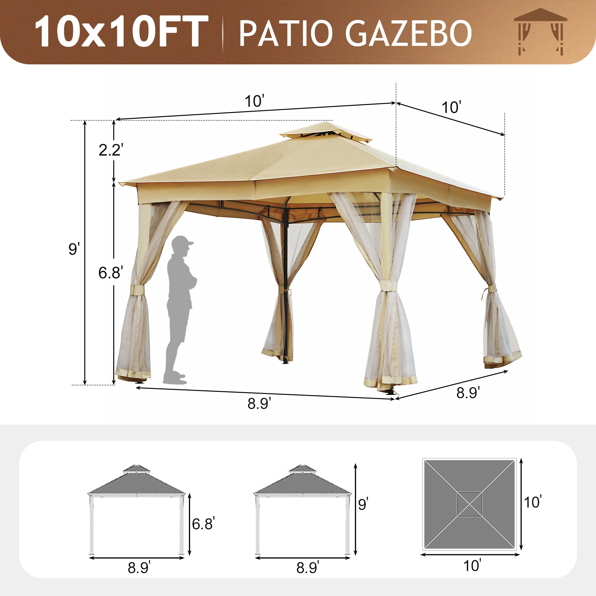 SINOFURN SYA020031BG Wood-Resin-Gazebos - View #11
