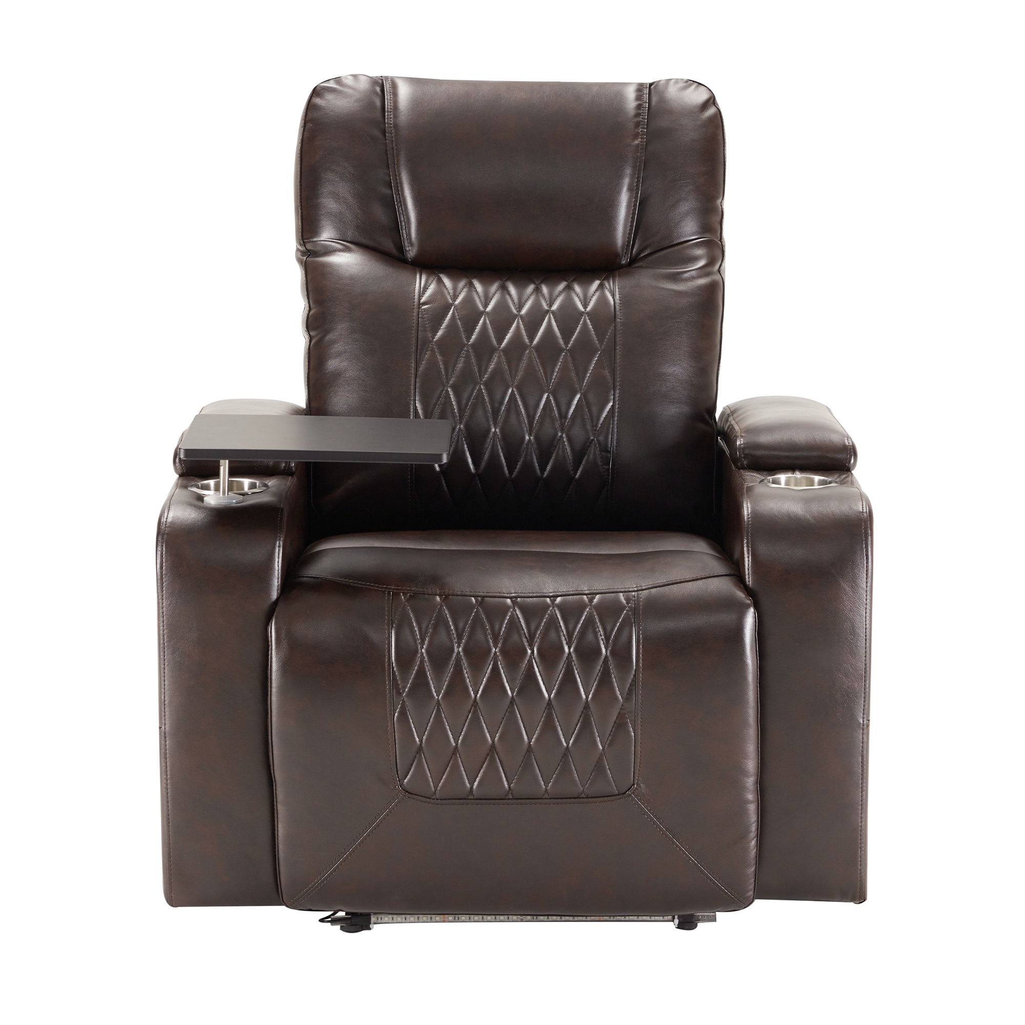 Cooliving LPP038535DAA Recliner chair Brown Leather Swivel Powered Reclining Recliner with Lift Assistance
