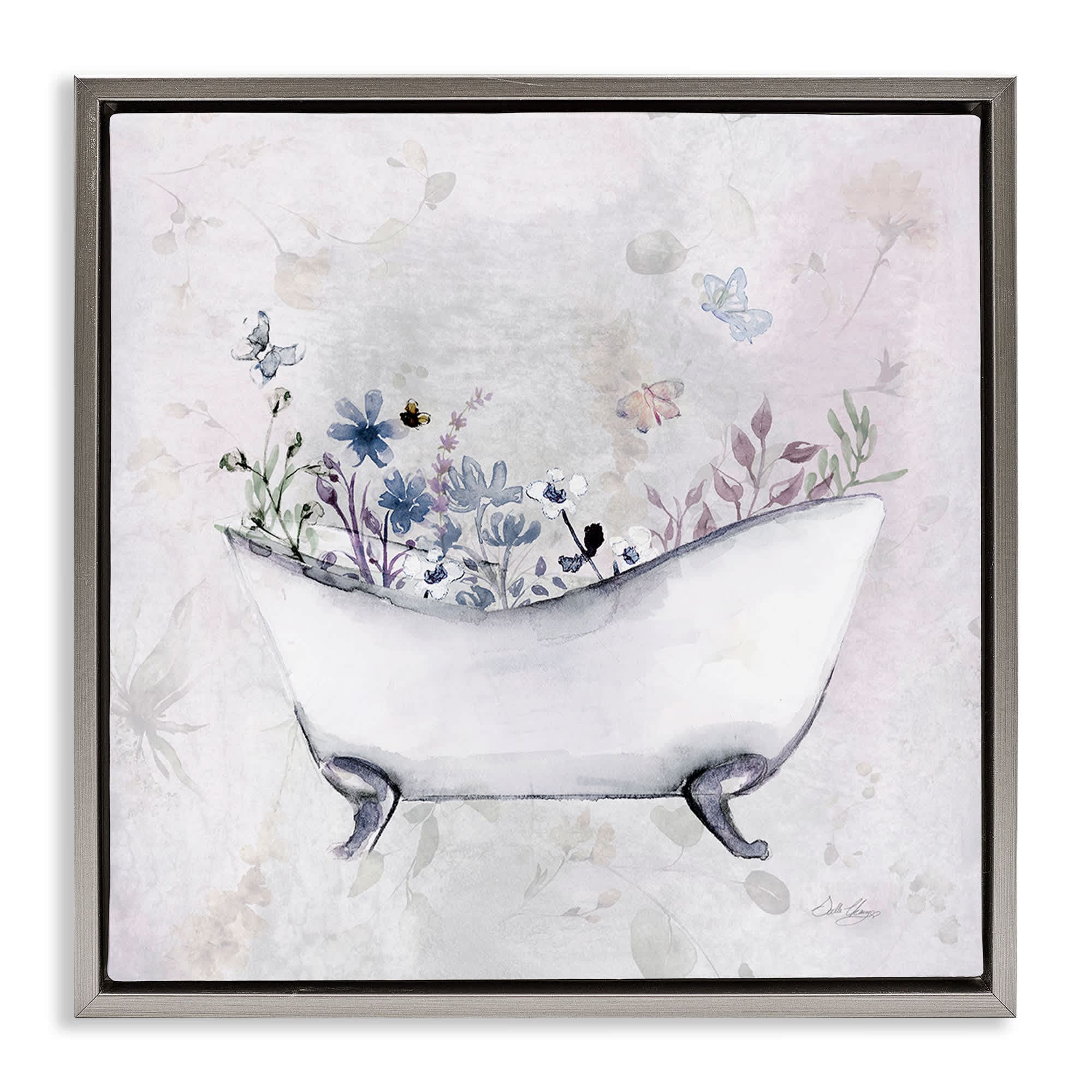 Stupell Industries BS-137-FFL-24X24 Delicate Bath with Botanics Floating Frame design by Stella Chang