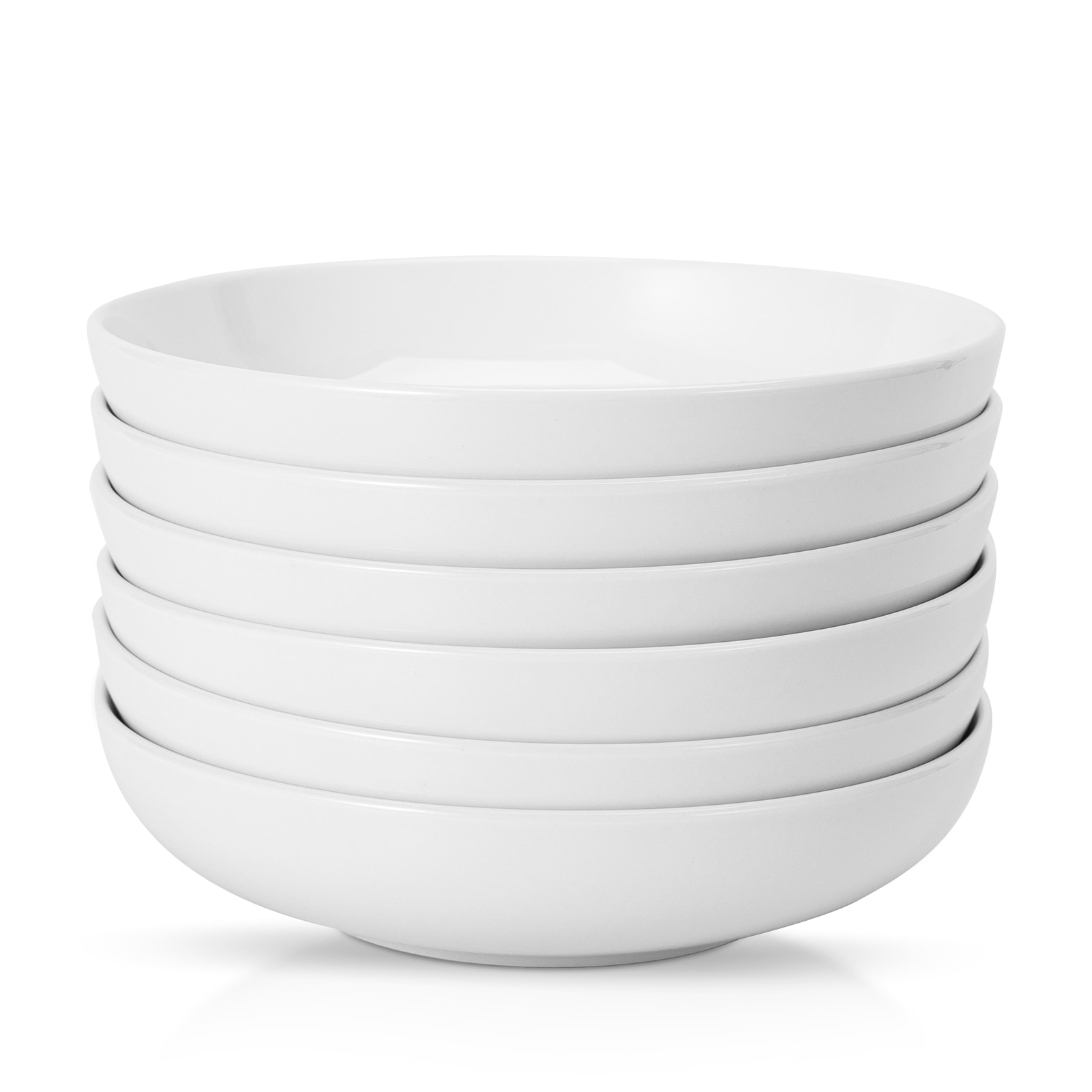 Garvee 26 Oz Pasta Bowls Set of 6 - 8 Inch Large Serving Bowl Set Ceramic Plate Bowls for Kitchen Shallow Wide Dinner Bowls for Serving Dinner Pasta Noodles Soup - Microwave Dishwasher Safe