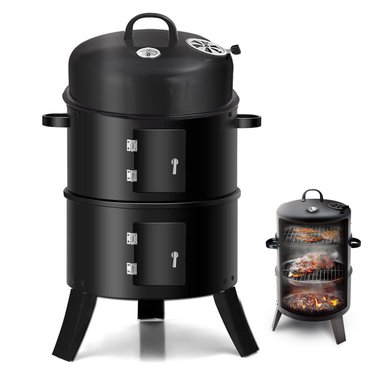 geweer toilet wees onder de indruk FUFU&GAGA Charcocal Grill 17-in W Black Barrel Charcoal Grill in the  Charcoal Grills department at Lowes.com