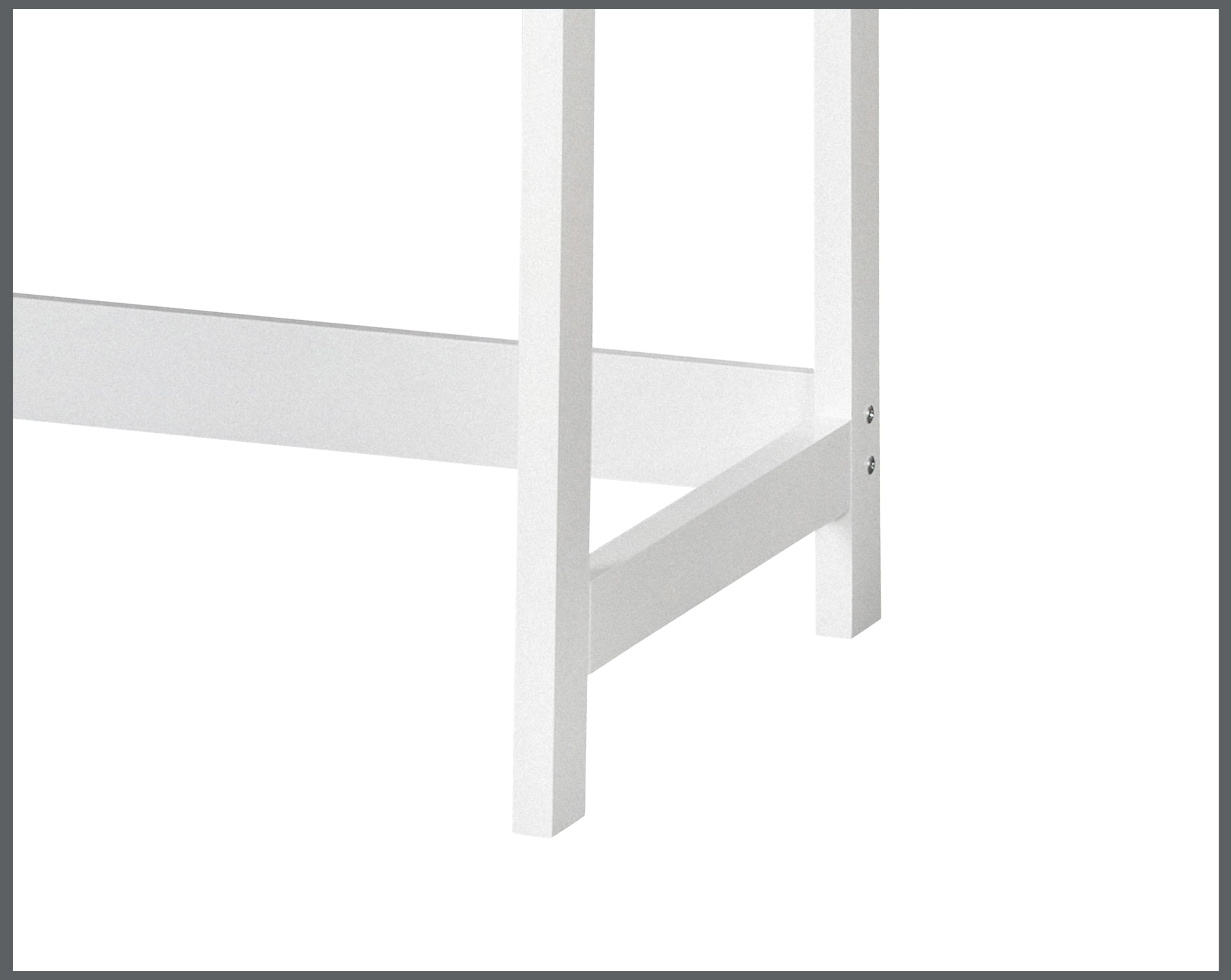 Crisp White and Oak Wood Grain Transitional Writing Desk with Drawer