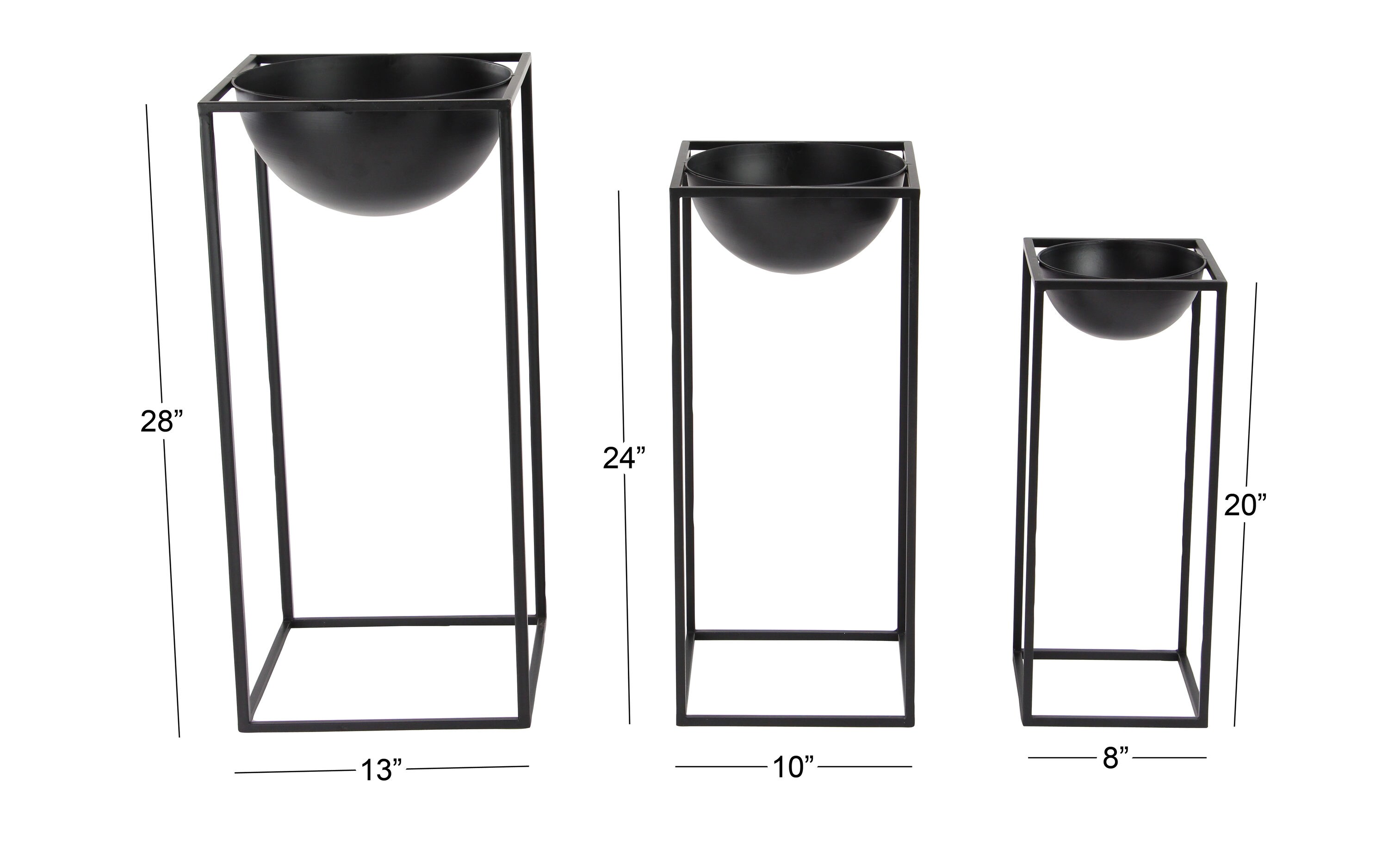 Grayson Lane Large (25-65-Quart) 13-in W x 28-in H Black Metal Planter ...