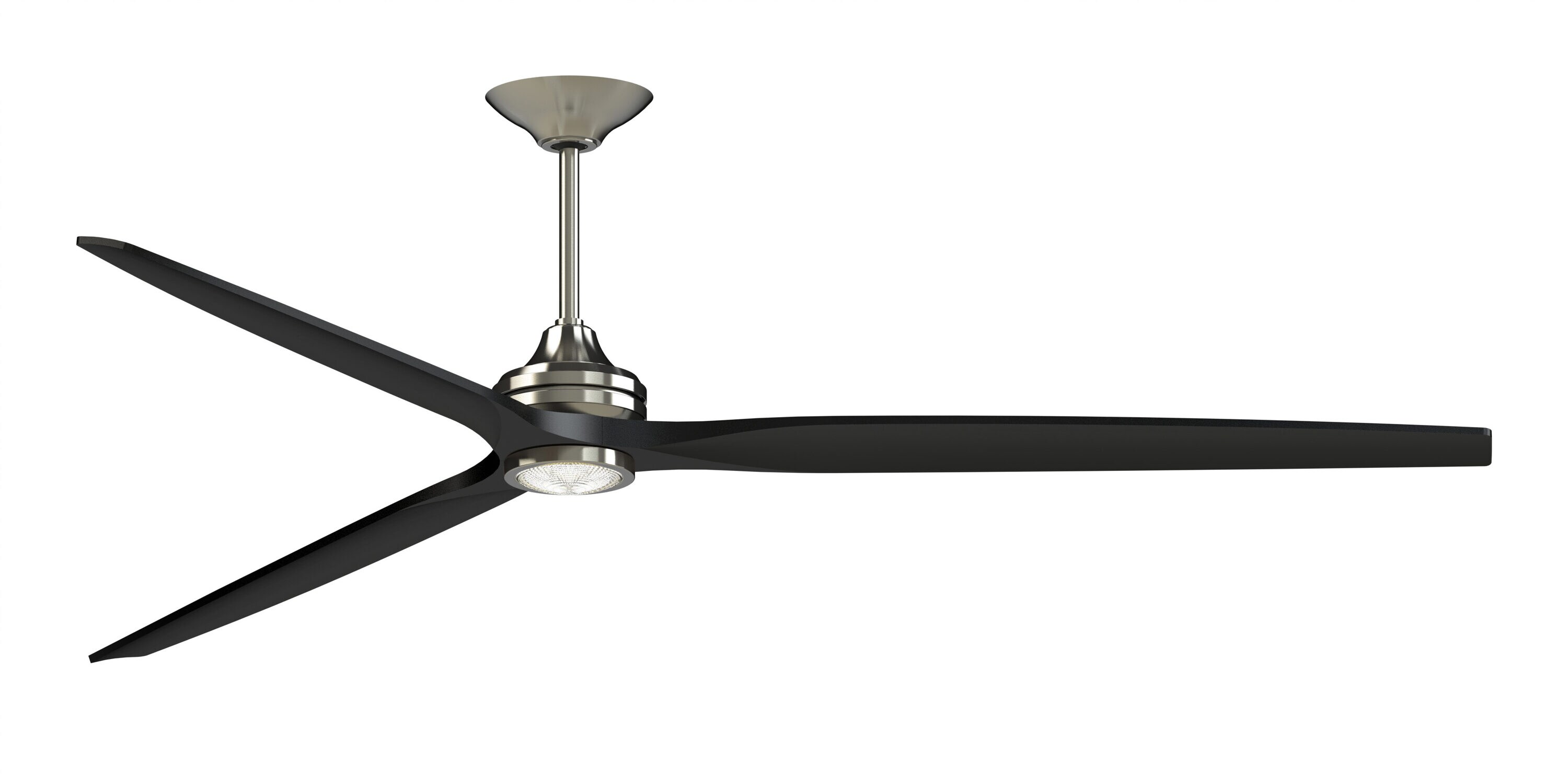 Fanimation Spitfire 96-in Brushed Nickel with Black Blades Color-changing Integrated LED Indoor/Outdoor Smart Propeller Ceiling Fan with Light and -  FPD6721BBN-96BL-LK