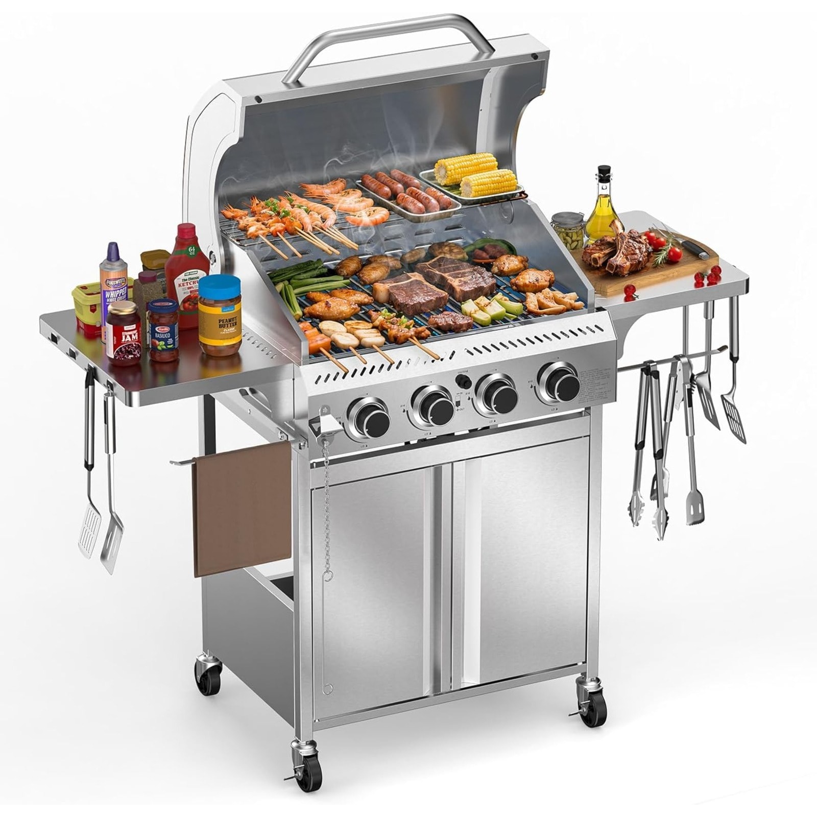 COWSAR Stainless Steel 4 -Burner Liquid Propane Gas Grill
