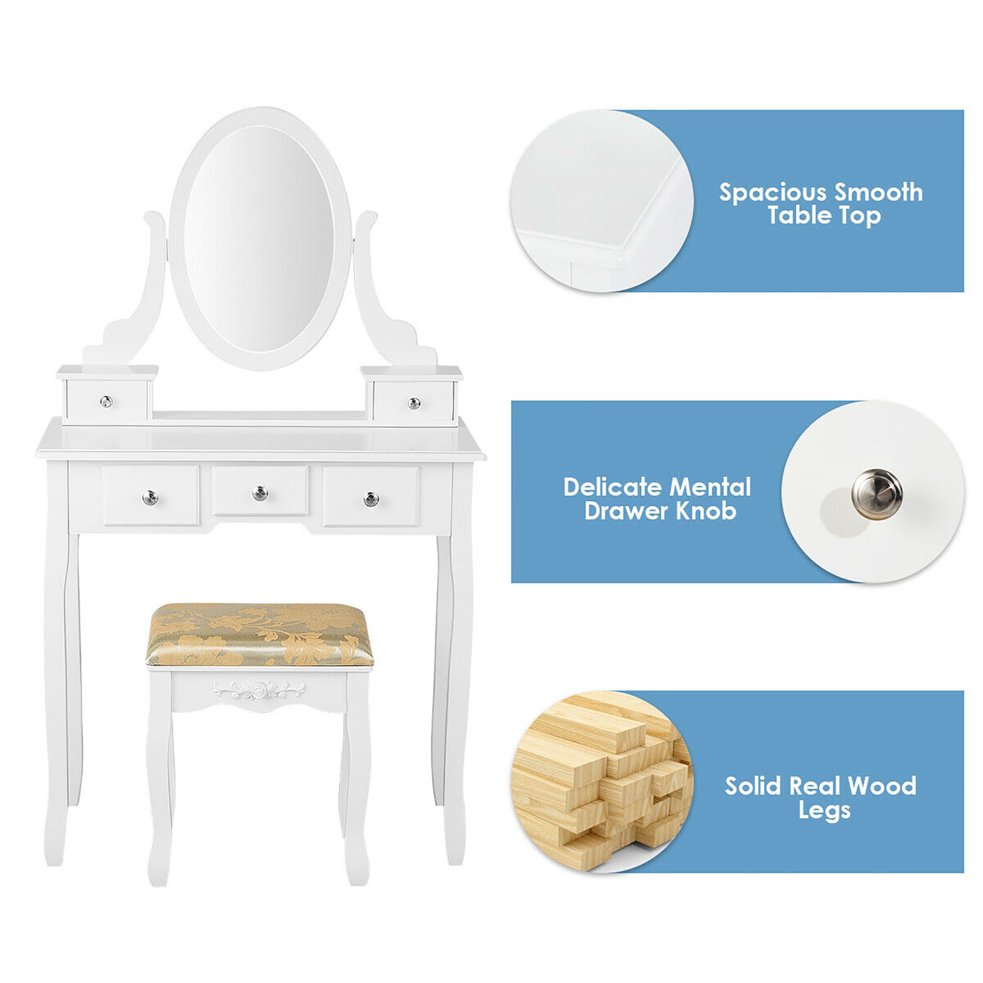 Costway HW61534WH Bedroom-Vanities - View #3