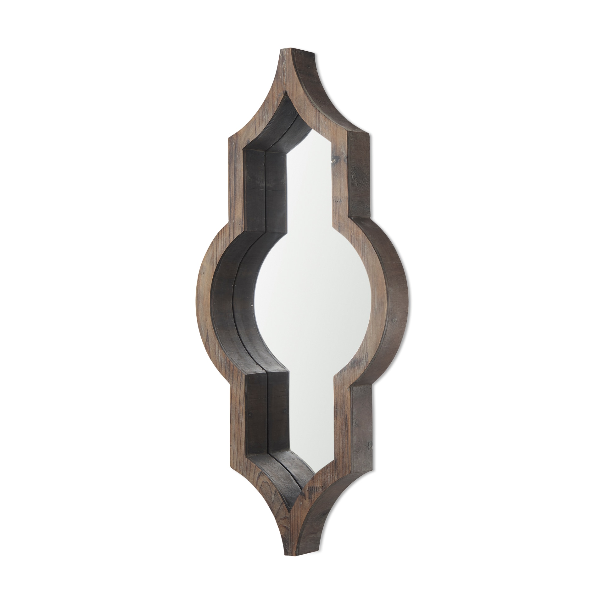 Mercana 37184 Tamanar series 15-Inches W x 3.0-Inches H Irregular Brown wood frame mirror Framed Wall Mirror