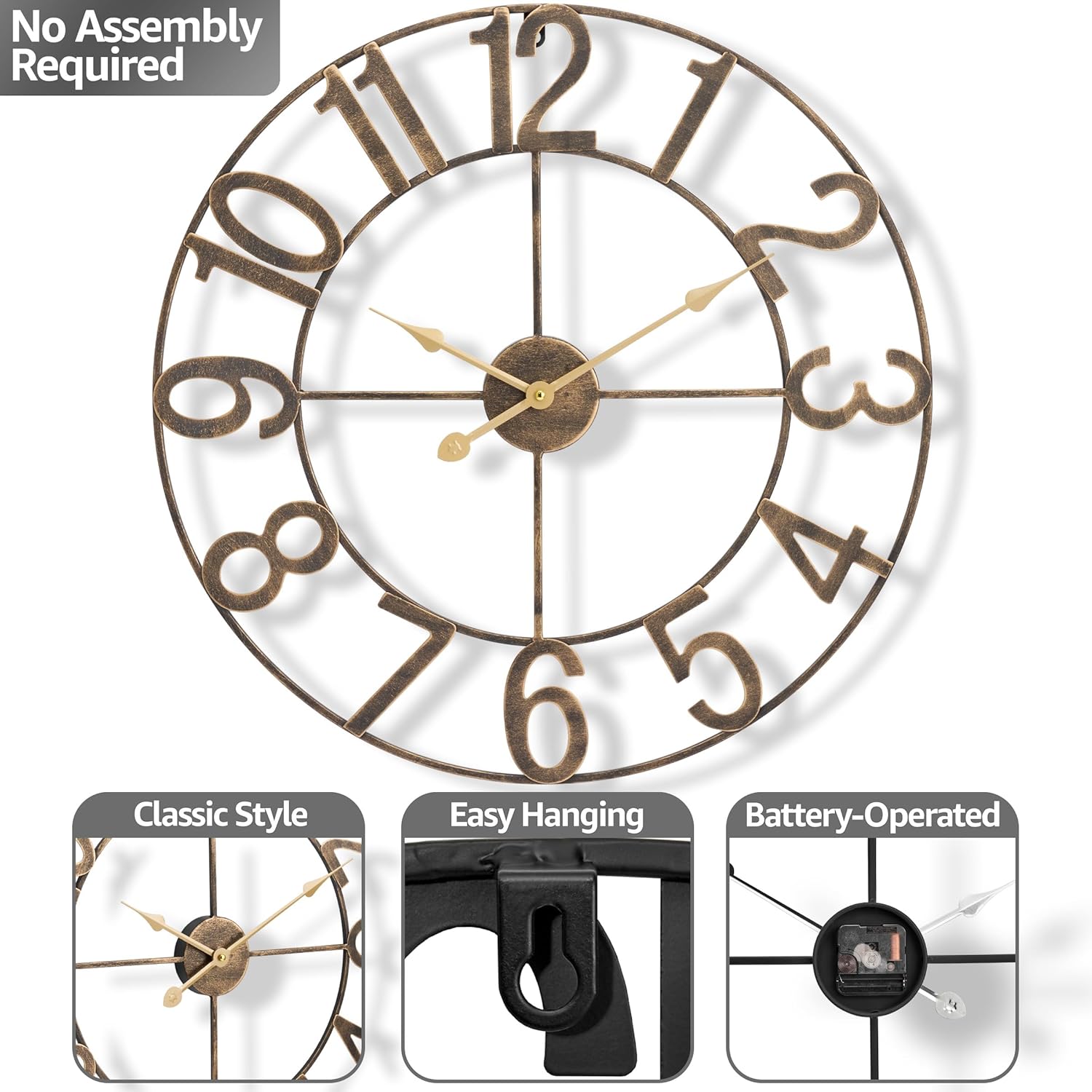 SORBUS 192405067778 Indoor-Outdoor-Clocks - View #4